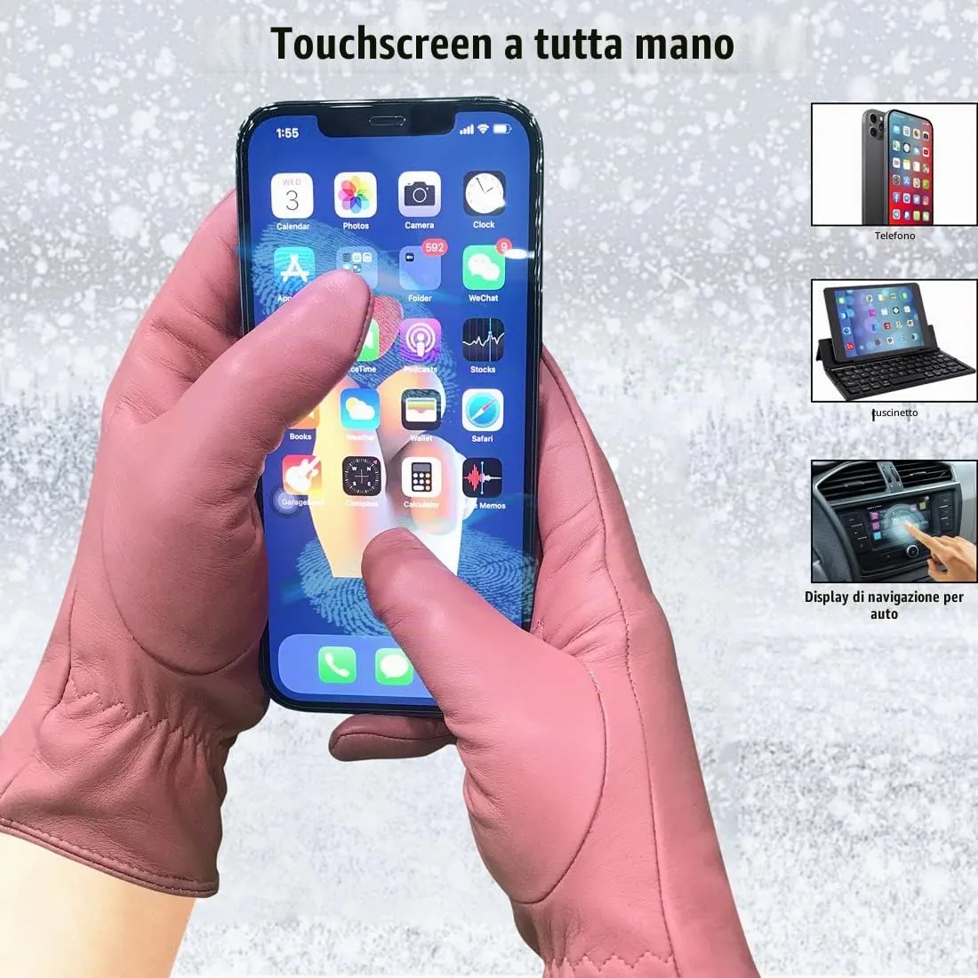 Harssidanzar Guanti Invernali Donna Touch Screen Vintage GL017EU Rosa M - immagine 5