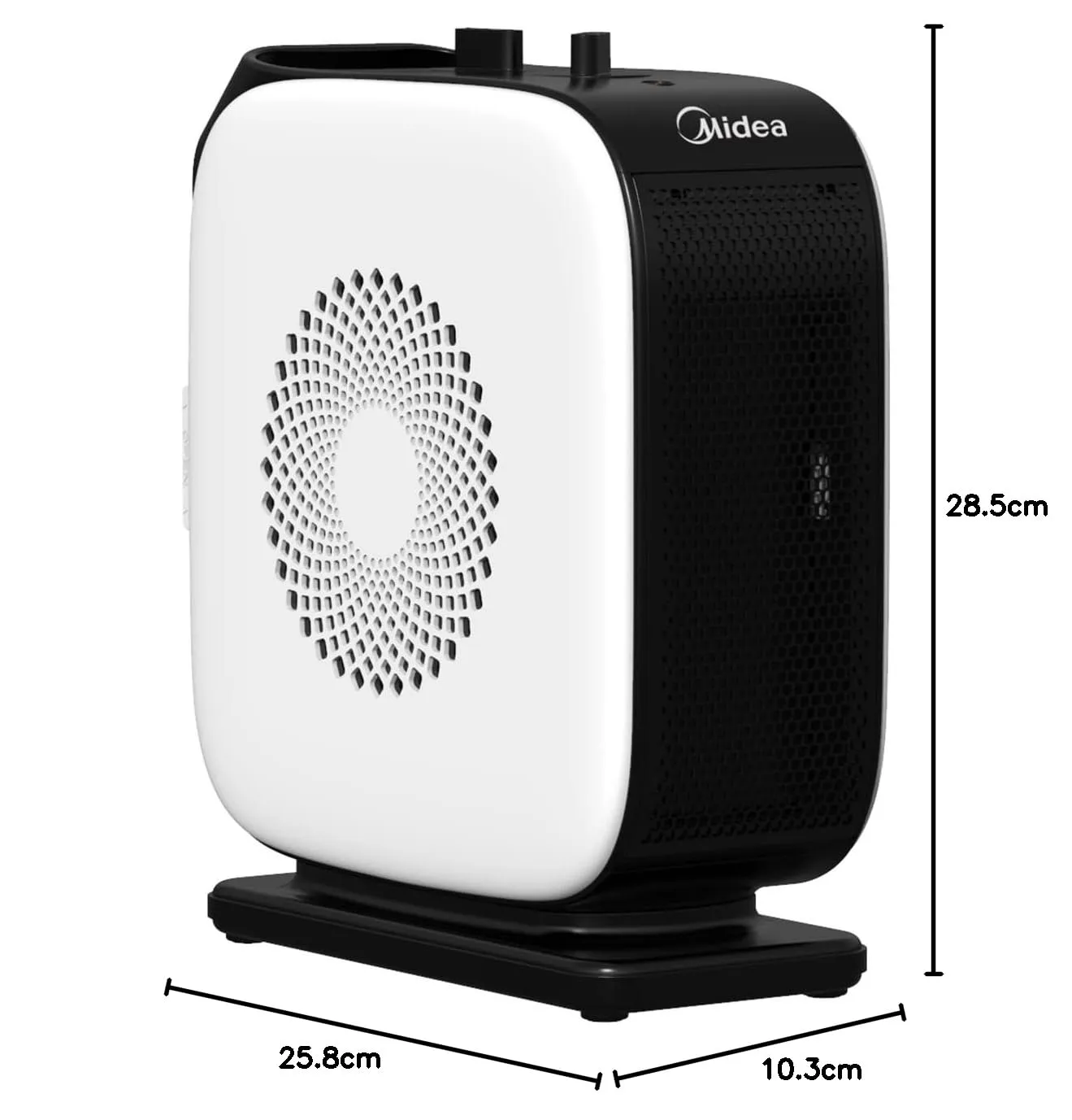 Midea NTY15-19CAE Termoventilatore Verticale PTC Ceramico, 1500W, 2 Livelli di Potenza, Termostato, Bianco Nero - immagine 2