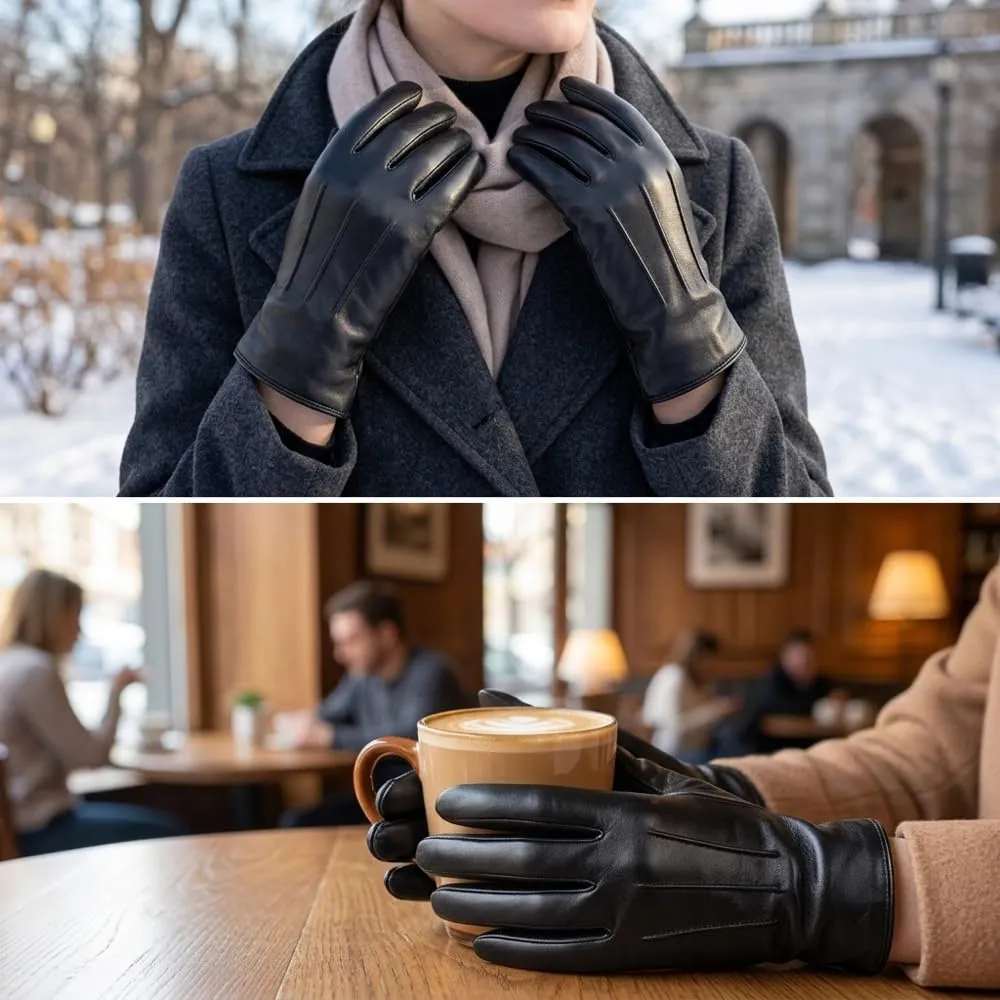 Harssidanzar Guanti Donna Invernali in Pelle GL017EU Nero XL - immagine 8