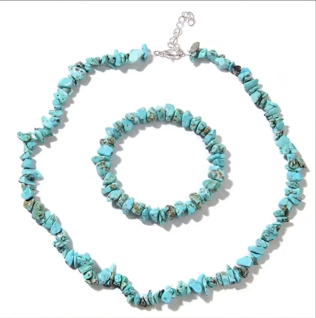 Alchimia Set Bracciale e Collana in Pietra Naturale Howlite Azzurra - immagine 9