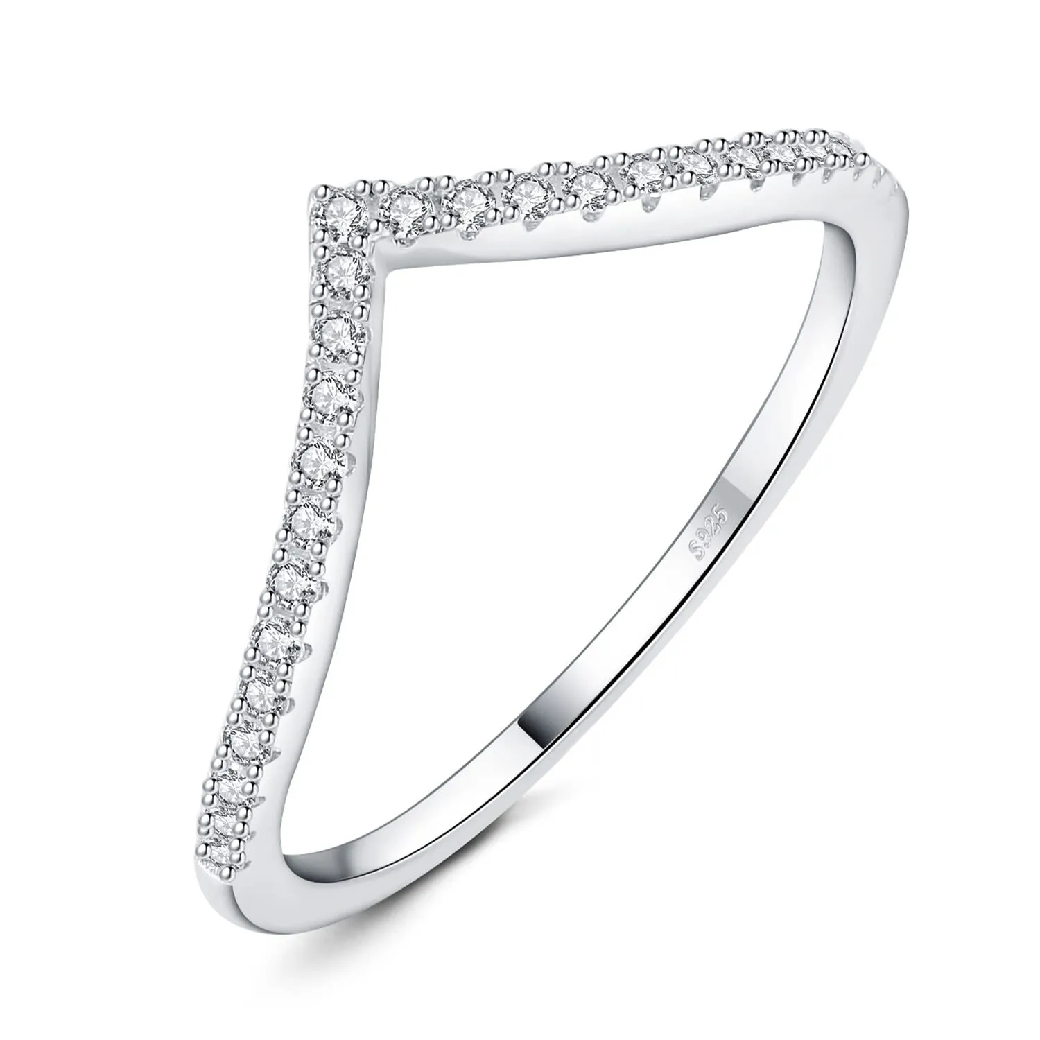 JewelryPalace Anello a V Donna in Argento 925 con Zirconia Cubica Taglio Rotondo, Misura 9.5 - immagine 1
