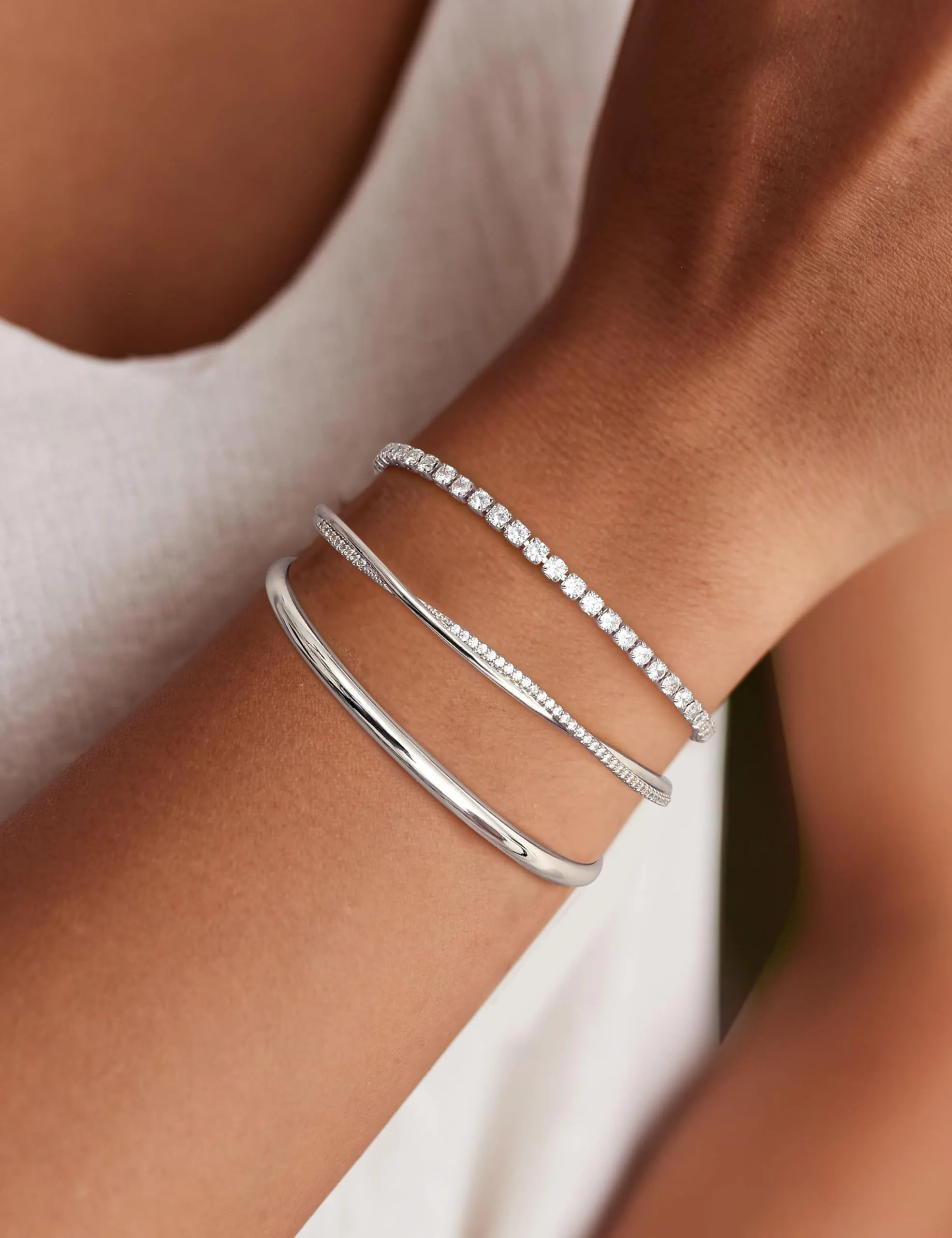 YADOCA Set di 3 Bracciali Rigidi in Acciaio Inossidabile Argento per Donna - immagine 2