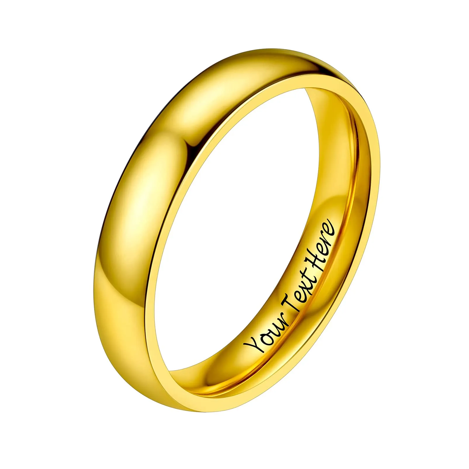 PROSTEEL Anello a Fascia Personalizzabile in Acciaio Inossidabile Oro, Misura 12 - immagine 1