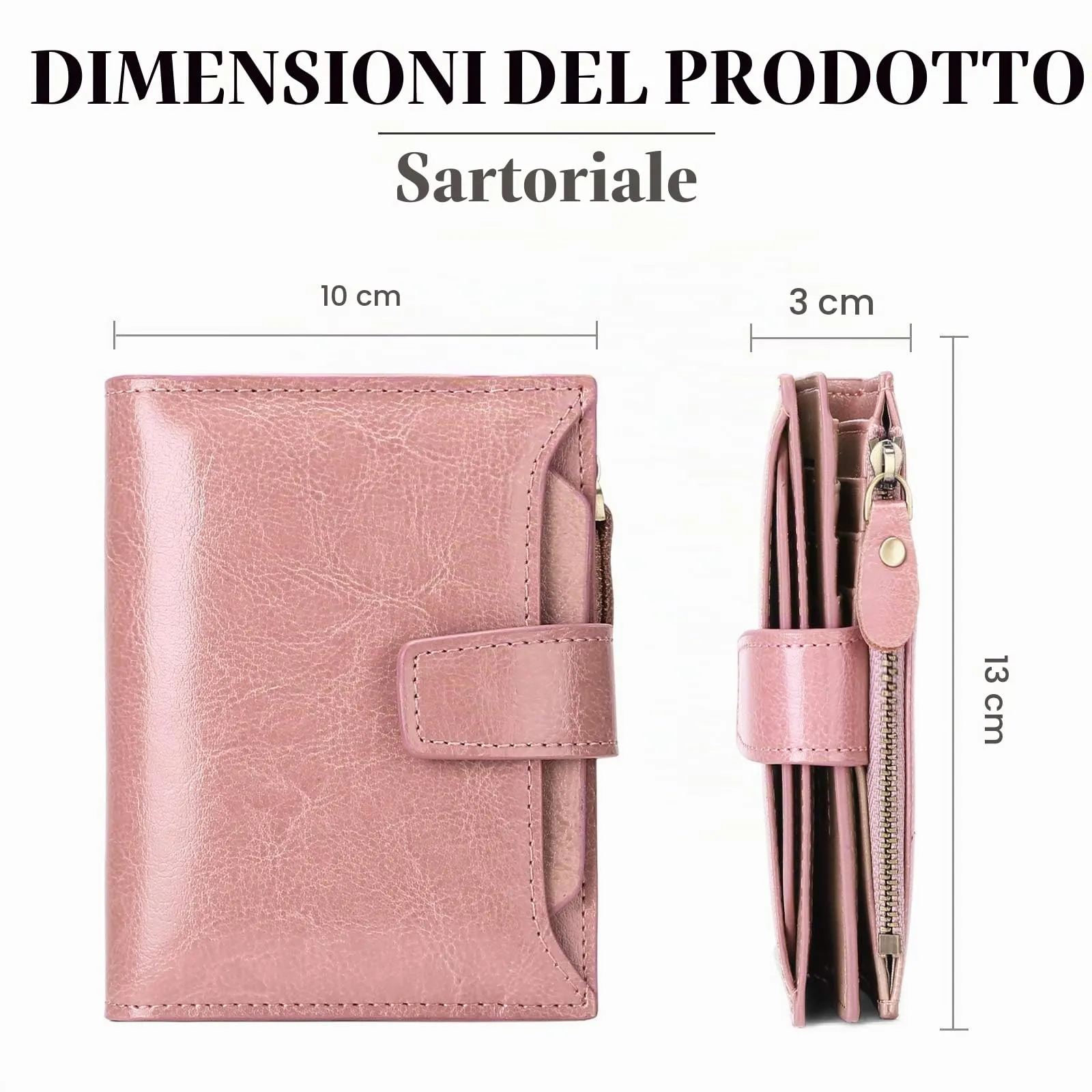 SENDEFN Portafoglio Donna in Pelle Vera con RFID, 14 Slot per Carte e Portamonete con Cerniera - immagine 3