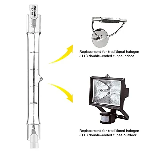 Jaenmsa Lampadina Alogena R7S 118mm, 200W 230V, Dimmerabile, Bianco Caldo 2700K, Confezione da 5 - immagine 3