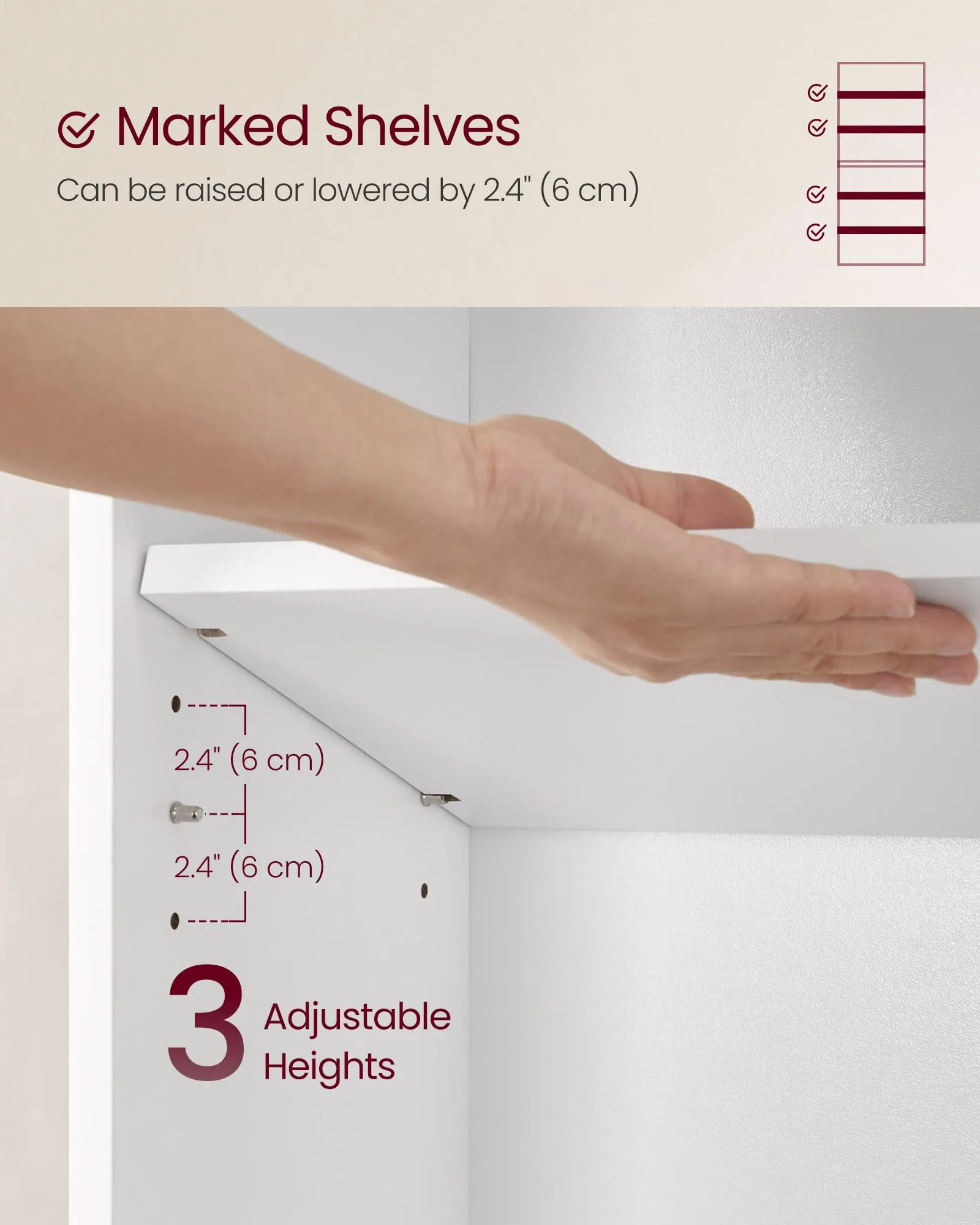 VASAGLE Custos Libreria Scaffale Aperto 6 Ripiani, 24 x 60 x 178,5 cm, Bianco LBC169T14 - immagine 4