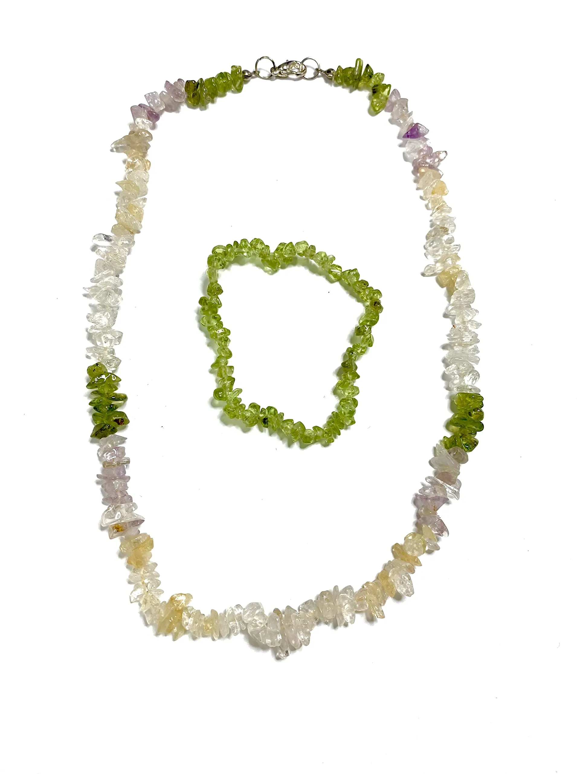 Alchimia Set Collana e Bracciale Chip Peridoto Citrino Ialino Ametista - immagine 1