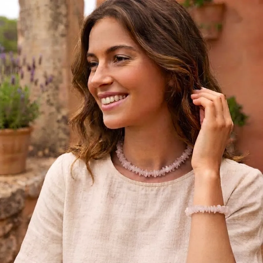 Alchimia Set Collana e Bracciale Elastico in Quarzo Rosa - immagine 7