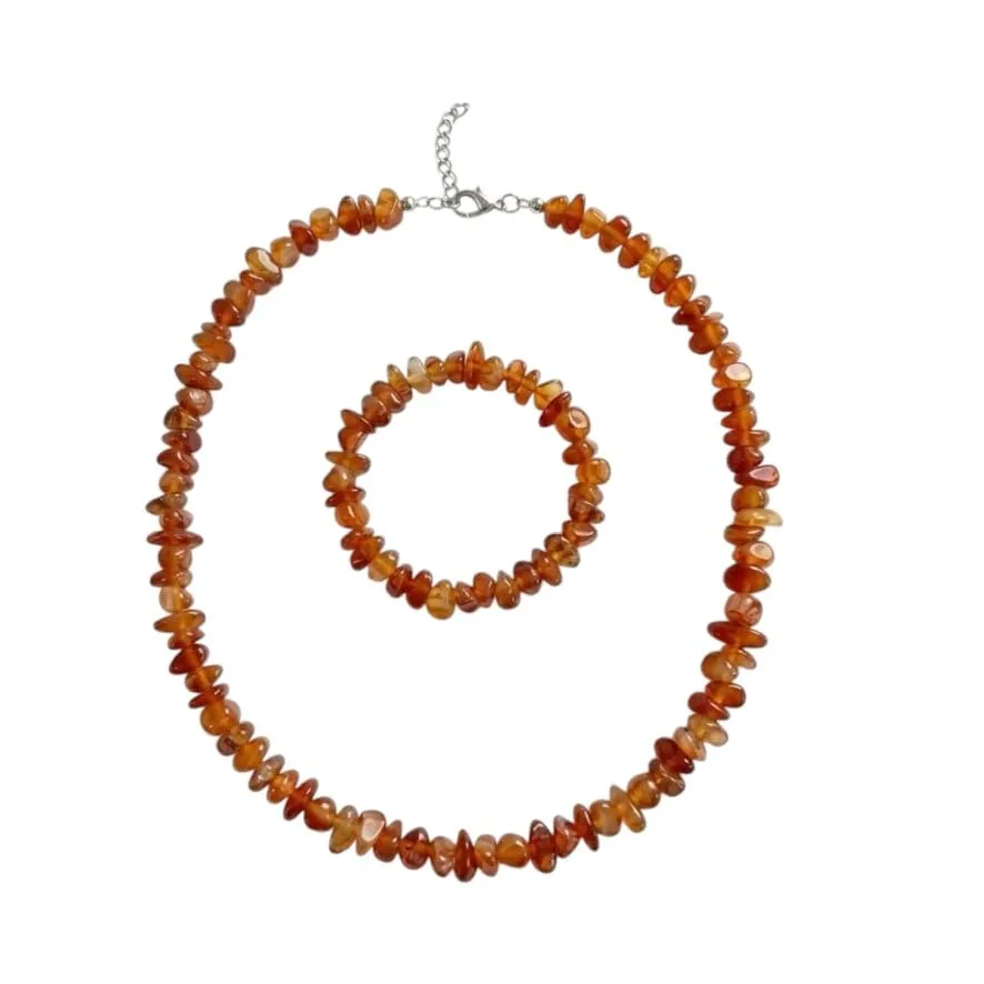 Alchimia Set Collana e Bracciale Elastico in Corniola - immagine 1
