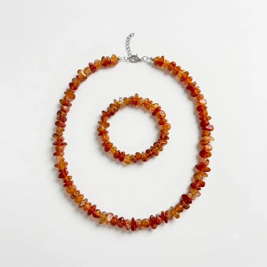 Alchimia Set Collana e Bracciale Elastico in Corniola - immagine 3