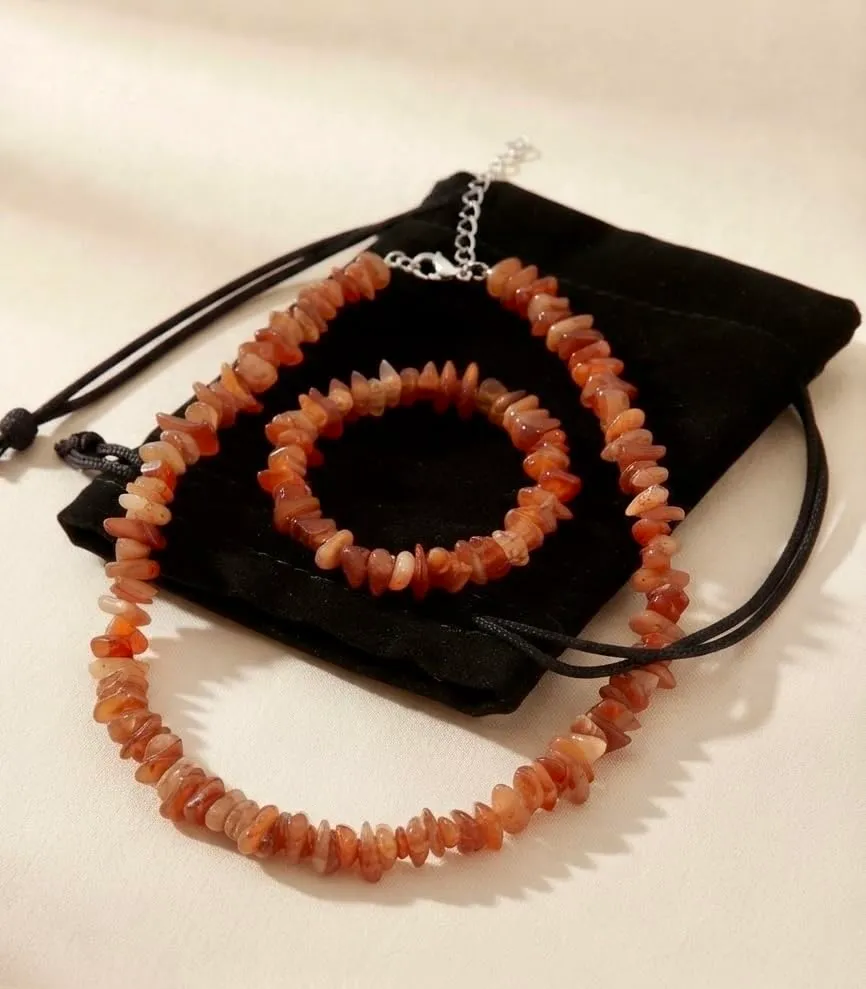 Alchimia Set Collana e Bracciale Elastico in Corniola - immagine 4