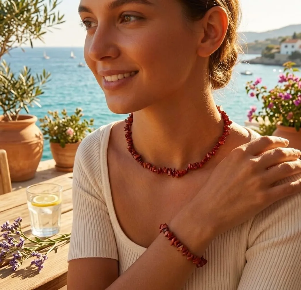 Alchimia Set Bracciale e Collana in Diaspro Rosso - immagine 2