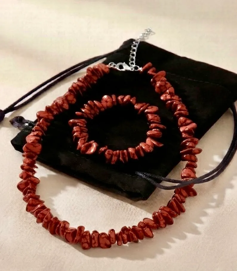 Alchimia Set Bracciale e Collana in Diaspro Rosso - immagine 5
