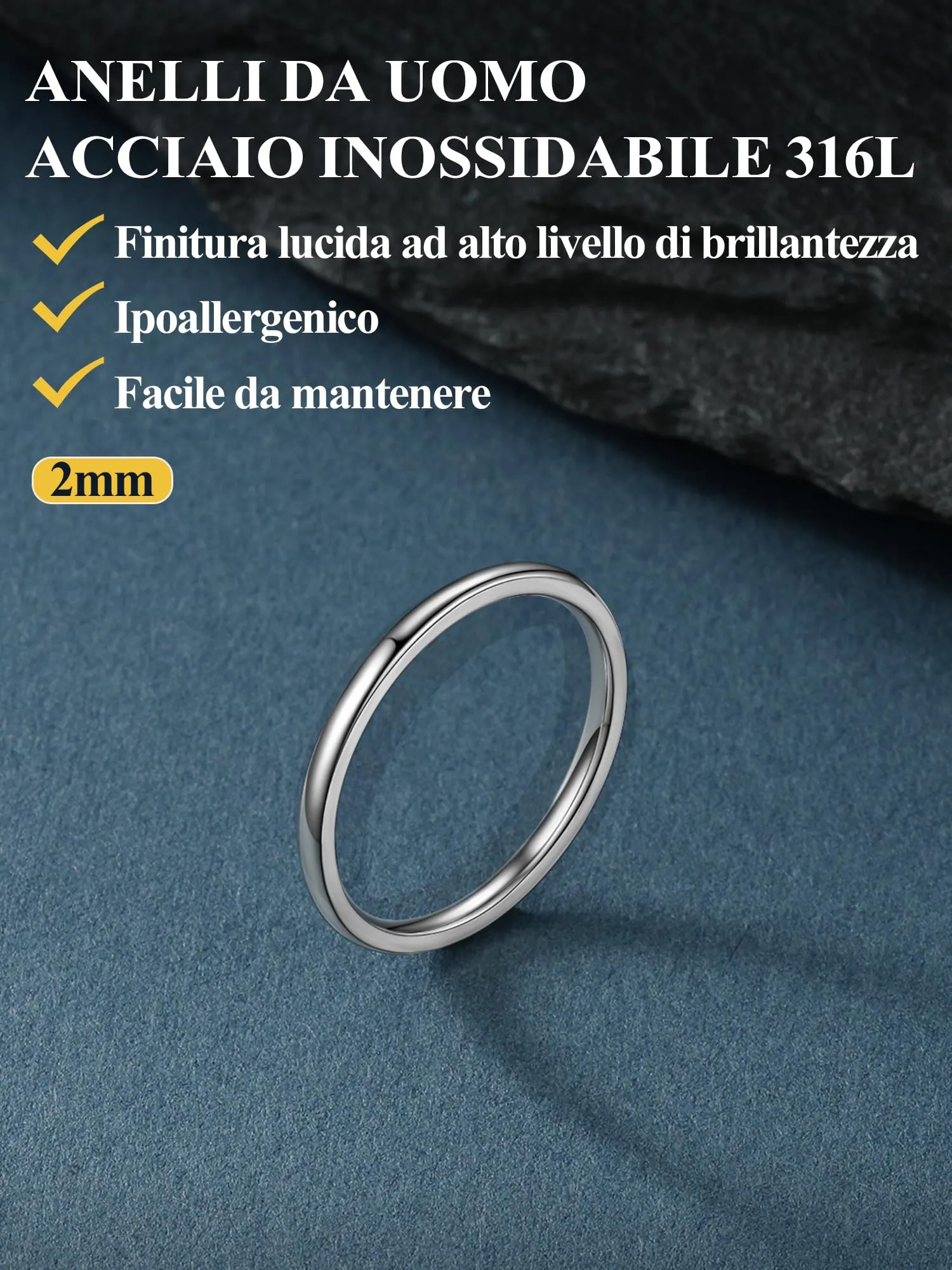 PROSTEEL Anello Donna Personalizzabile in Acciaio Inossidabile, Argento, Misura 12 - immagine 9