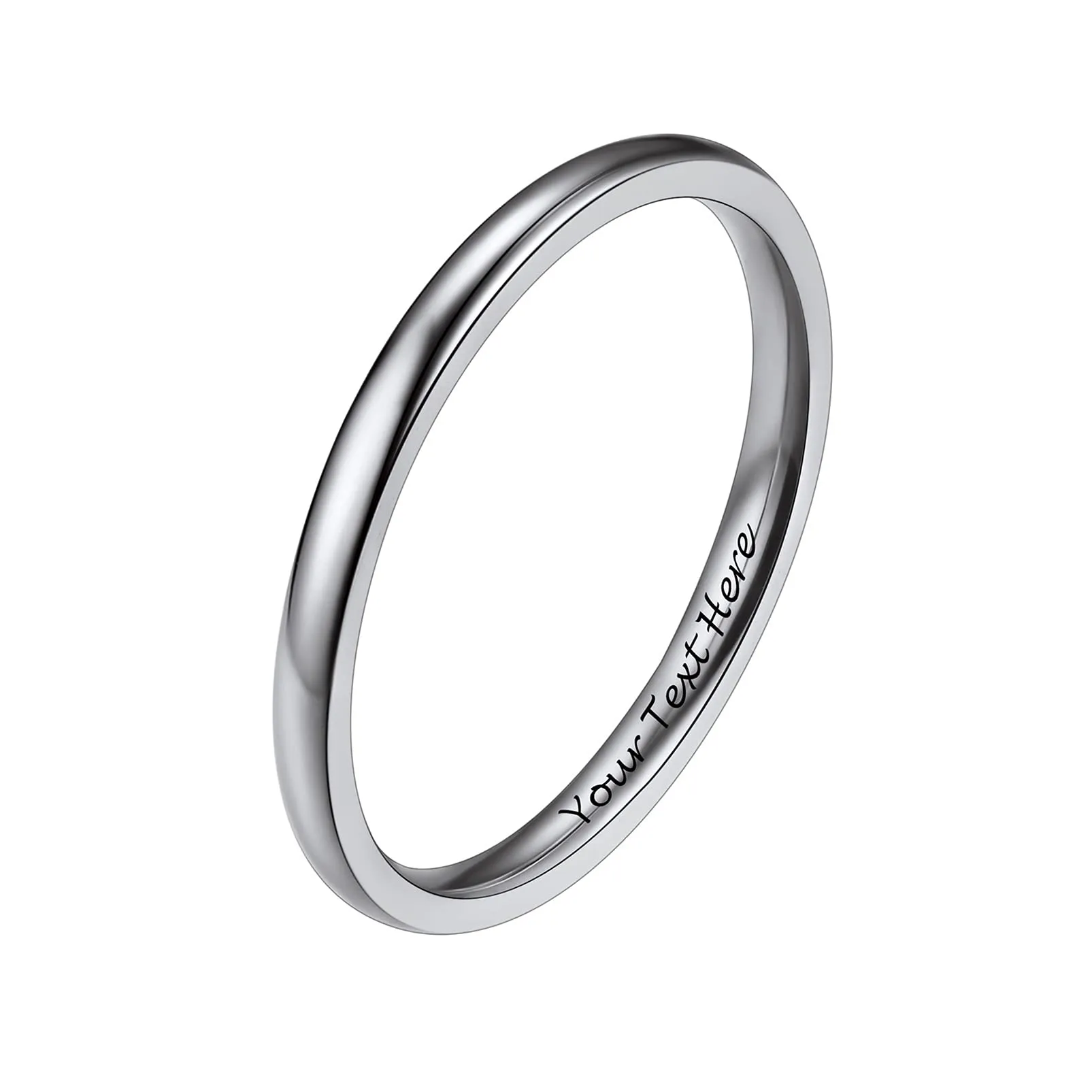 PROSTEEL Anello a Fascia Donna Personalizzabile in Acciaio Inossidabile, Argento, Misura 07 - immagine 1