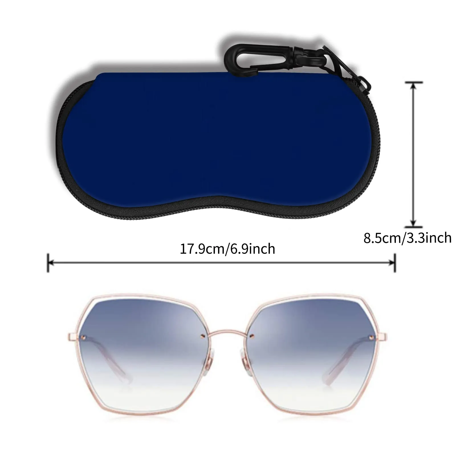 Hion Custodia Morbida per Occhiali da Sole in Neoprene con Clip da Cintura e Cerniera, Blu Reale - immagine 2