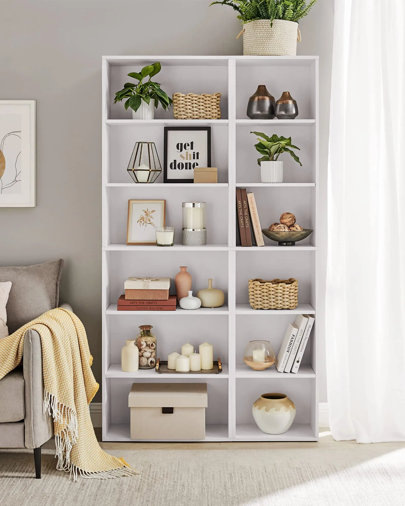 VASAGLE Custos Libreria a 6 Ripiani, Stile Industriale, 24 x 40 x 178,5 cm, Bianco LBC167T14 - immagine 8