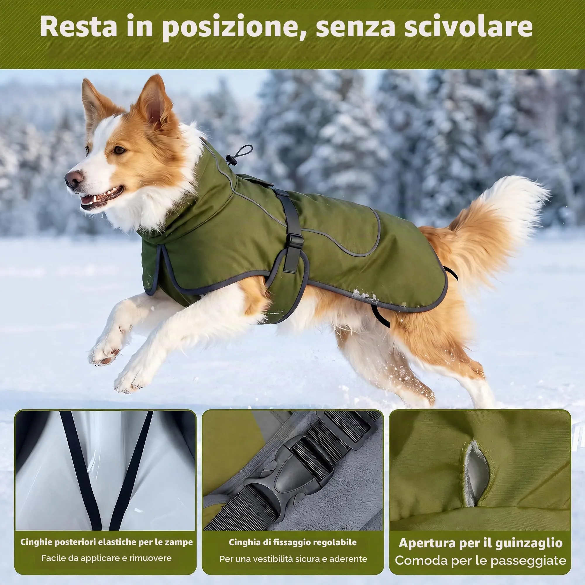 HEYWEAN Giacca Impermeabile e Riflettente per Cani con Fodera in Pile - immagine 6