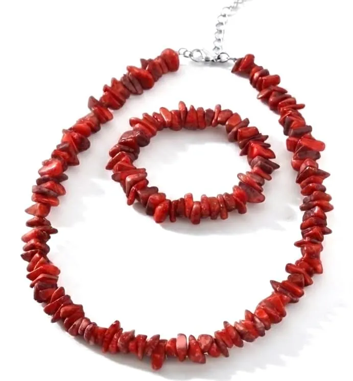 Alchimia Set Bracciale e Collana in Corallo Bamboo - immagine 1