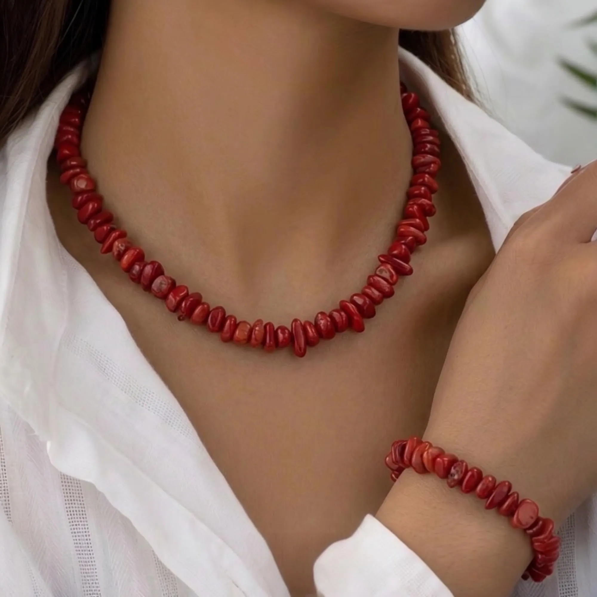 Alchimia Set Bracciale e Collana in Corallo Bamboo - immagine 5