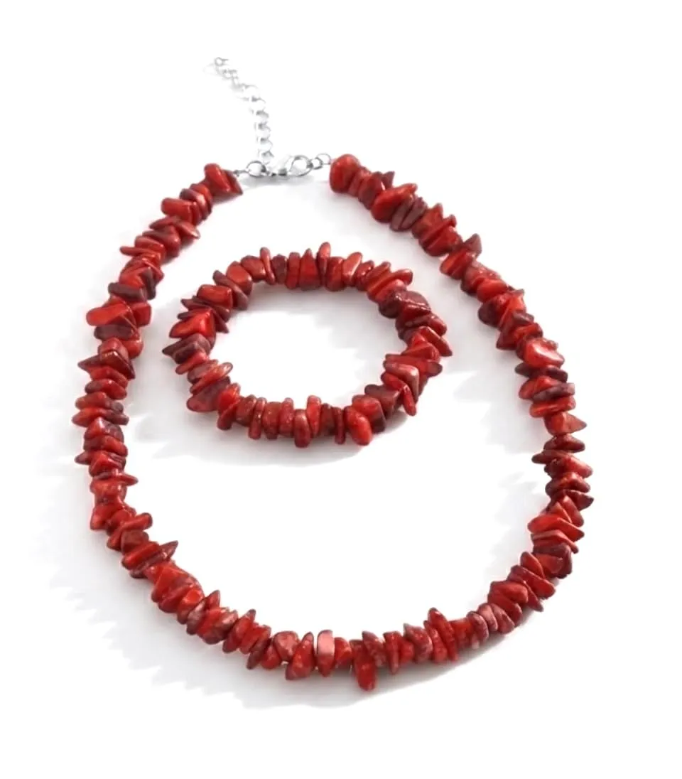 Alchimia Set Bracciale e Collana in Corallo Bamboo - immagine 7