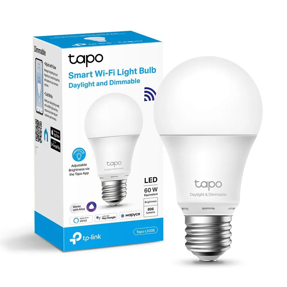 Tapo L520E Lampadina Smart WiFi E27 Bianco 4000K 806lm - immagine 1