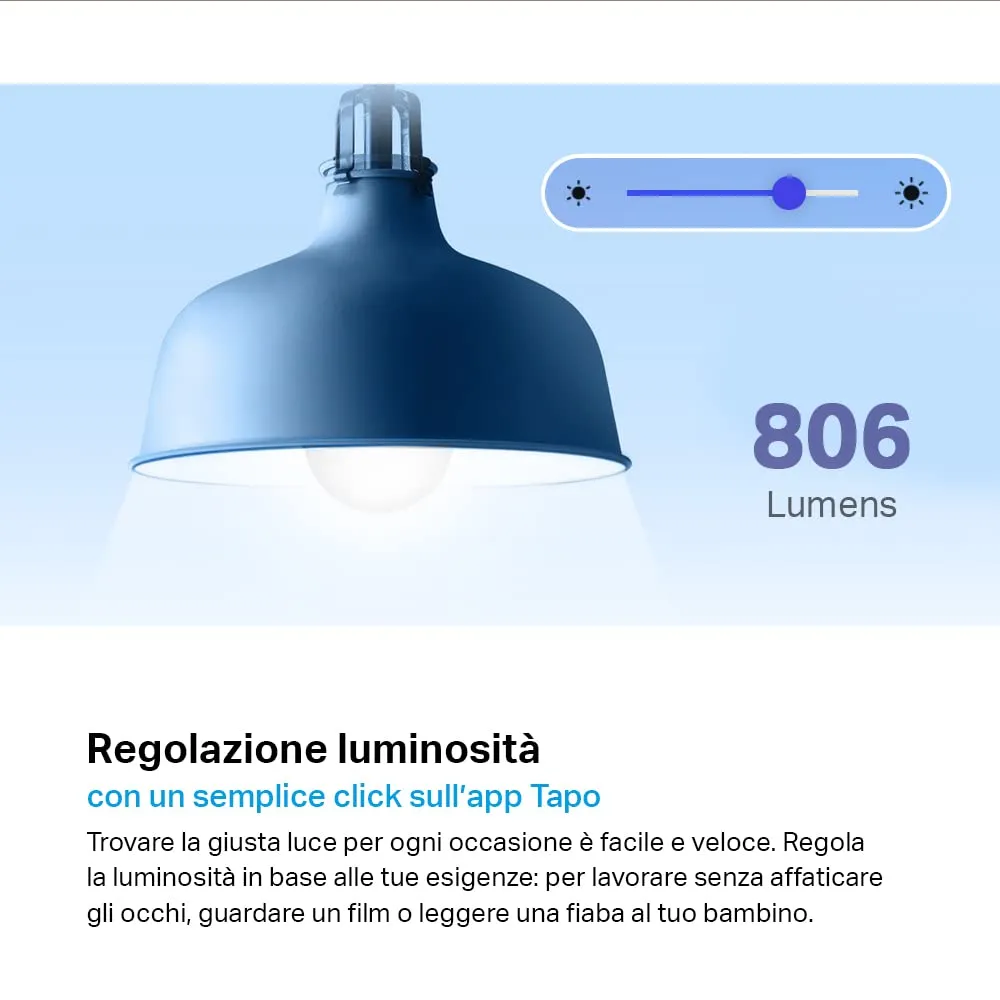 Tapo L520E Lampadina Smart WiFi E27 Bianco 4000K 806lm - immagine 3