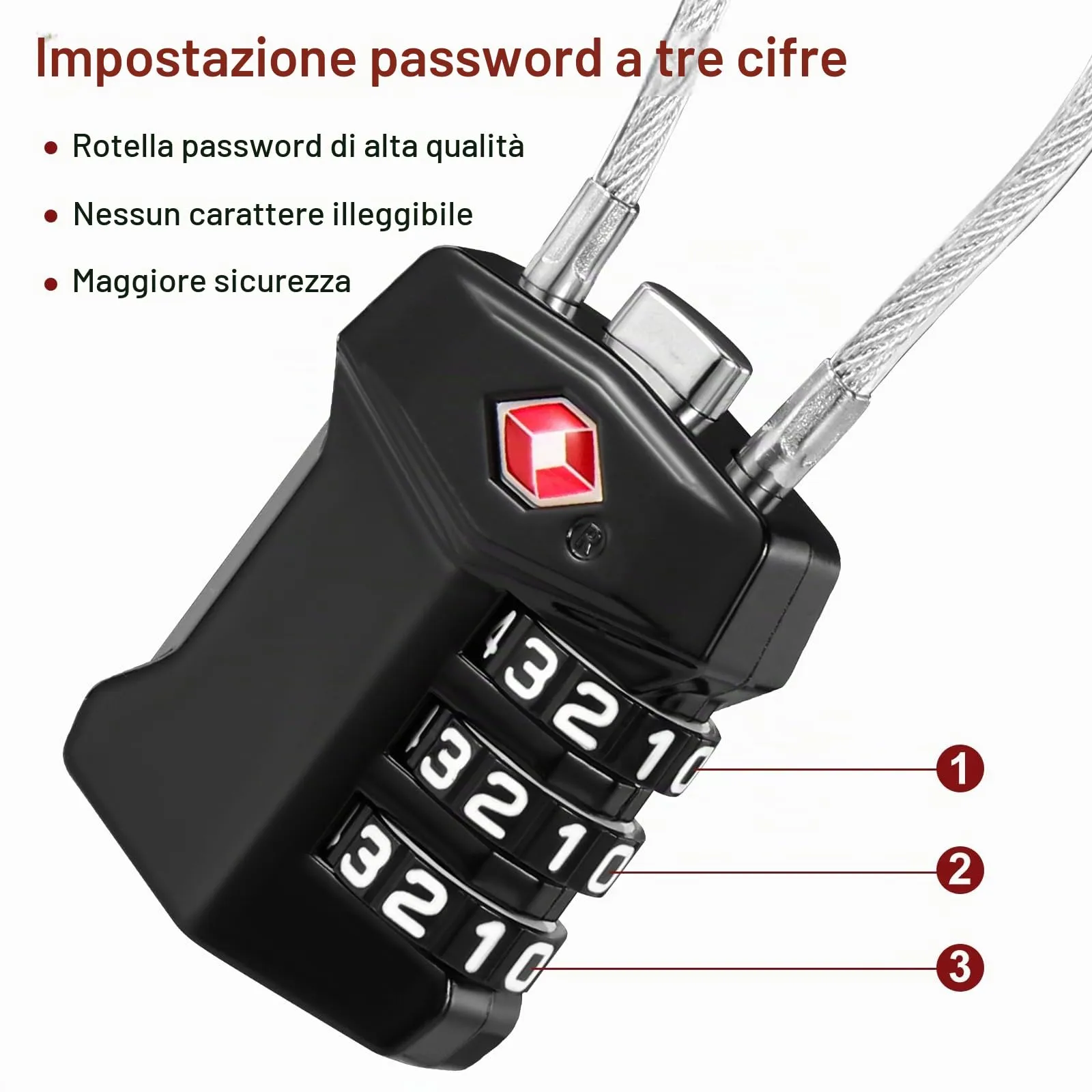 Blendura Lucchetto Valigia TSA, Combinazione 3 Cifre, 2 Pezzi - immagine 3