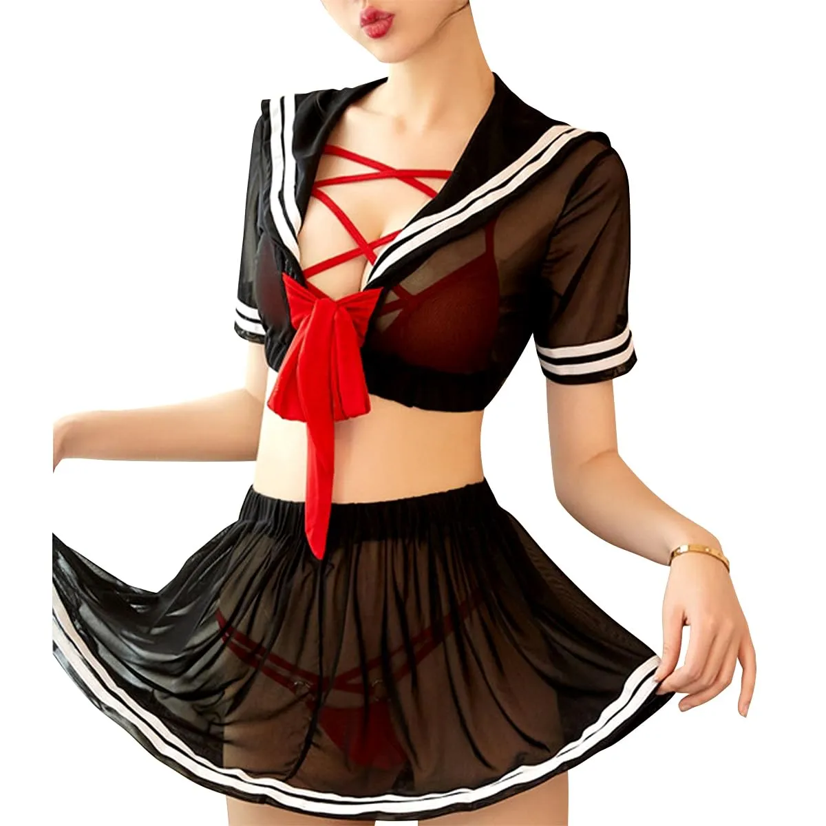 HOTSO Lingerie Set Babydoll with Push-up Bra and Thong - immagine 7
