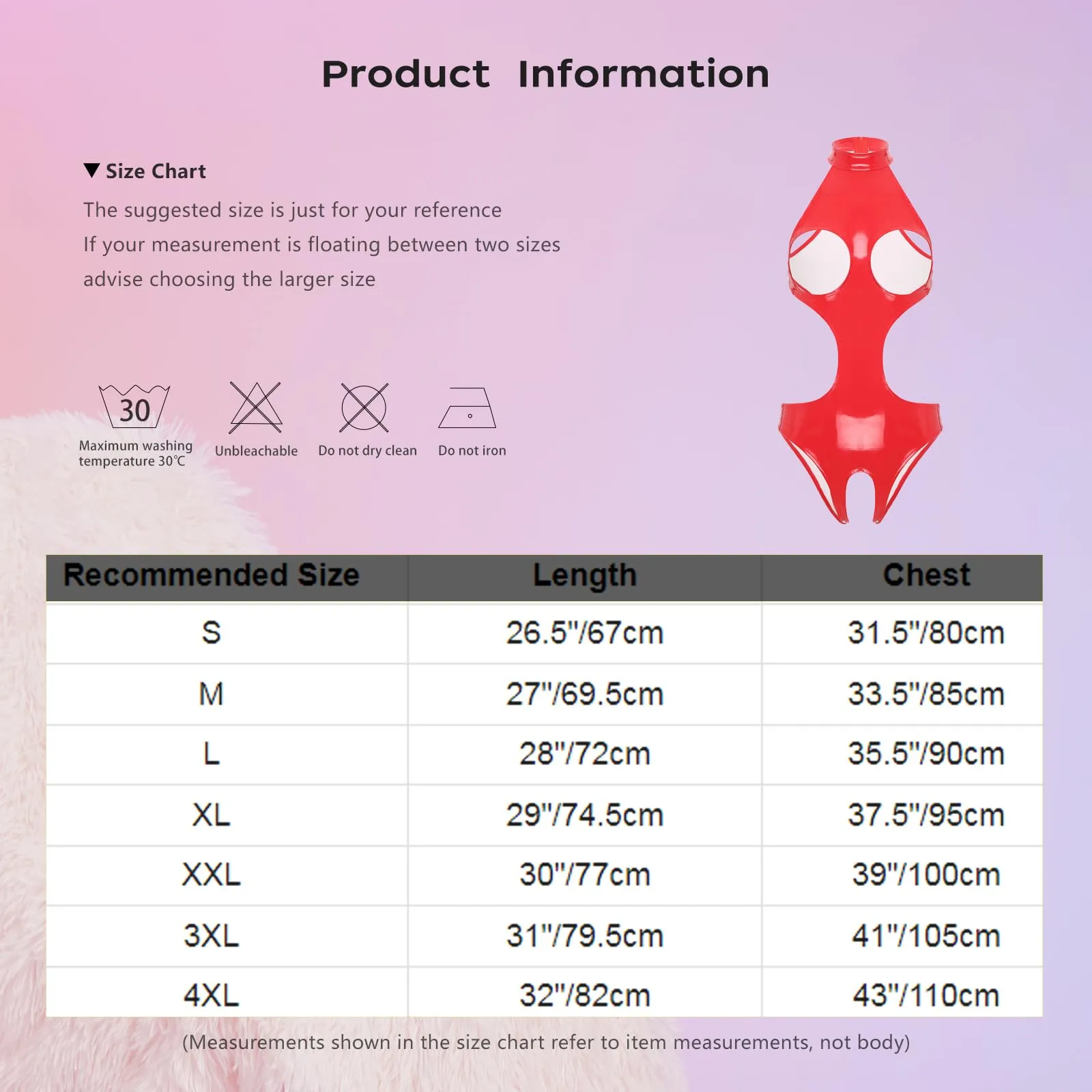 Sinleey Wetlook Latex Catsuit Bodysuit Rosso XXL - immagine 2