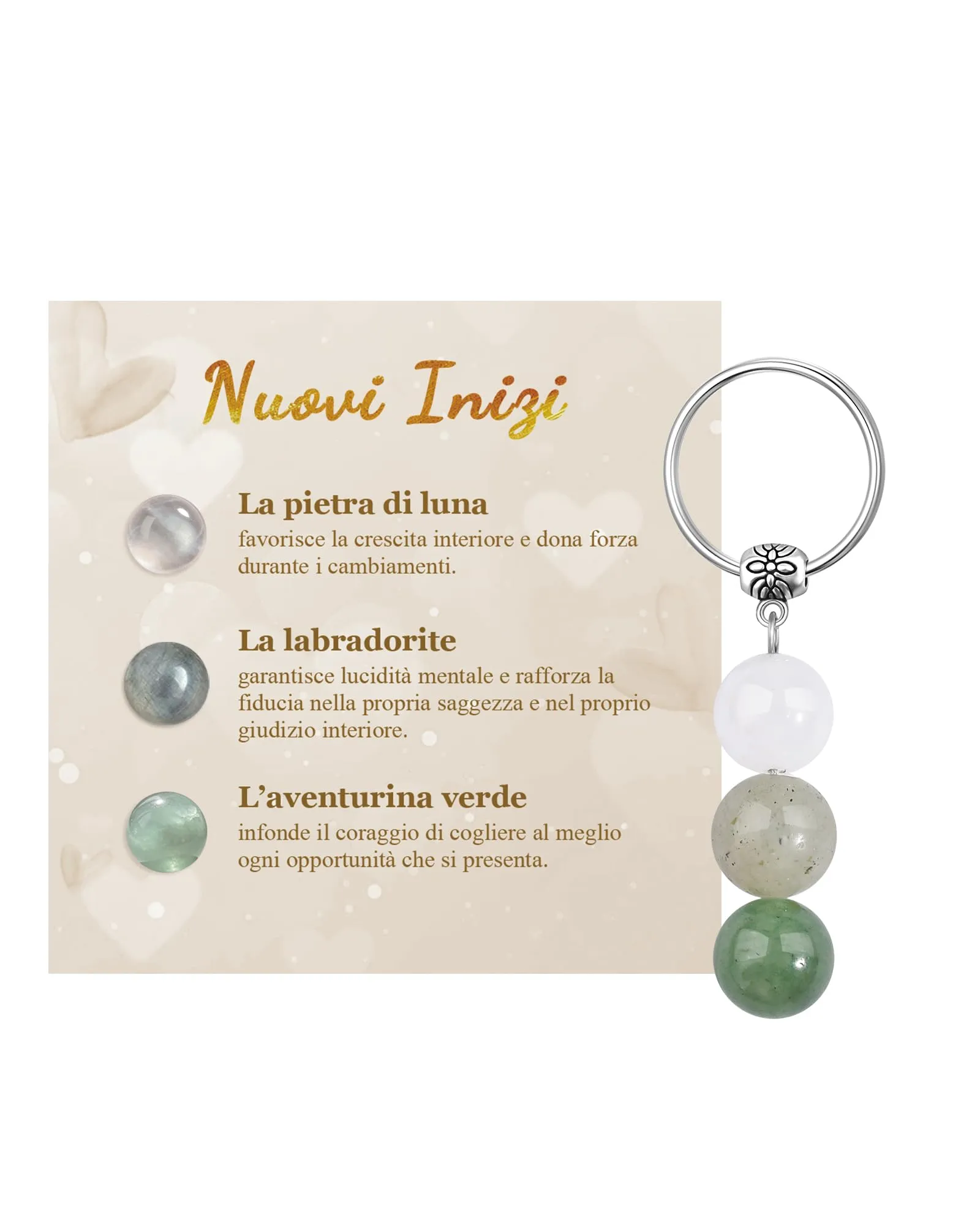 Cheerslife Portachiavi Personalizzato in Cristalli Naturali per Uomo e Donna - immagine 1