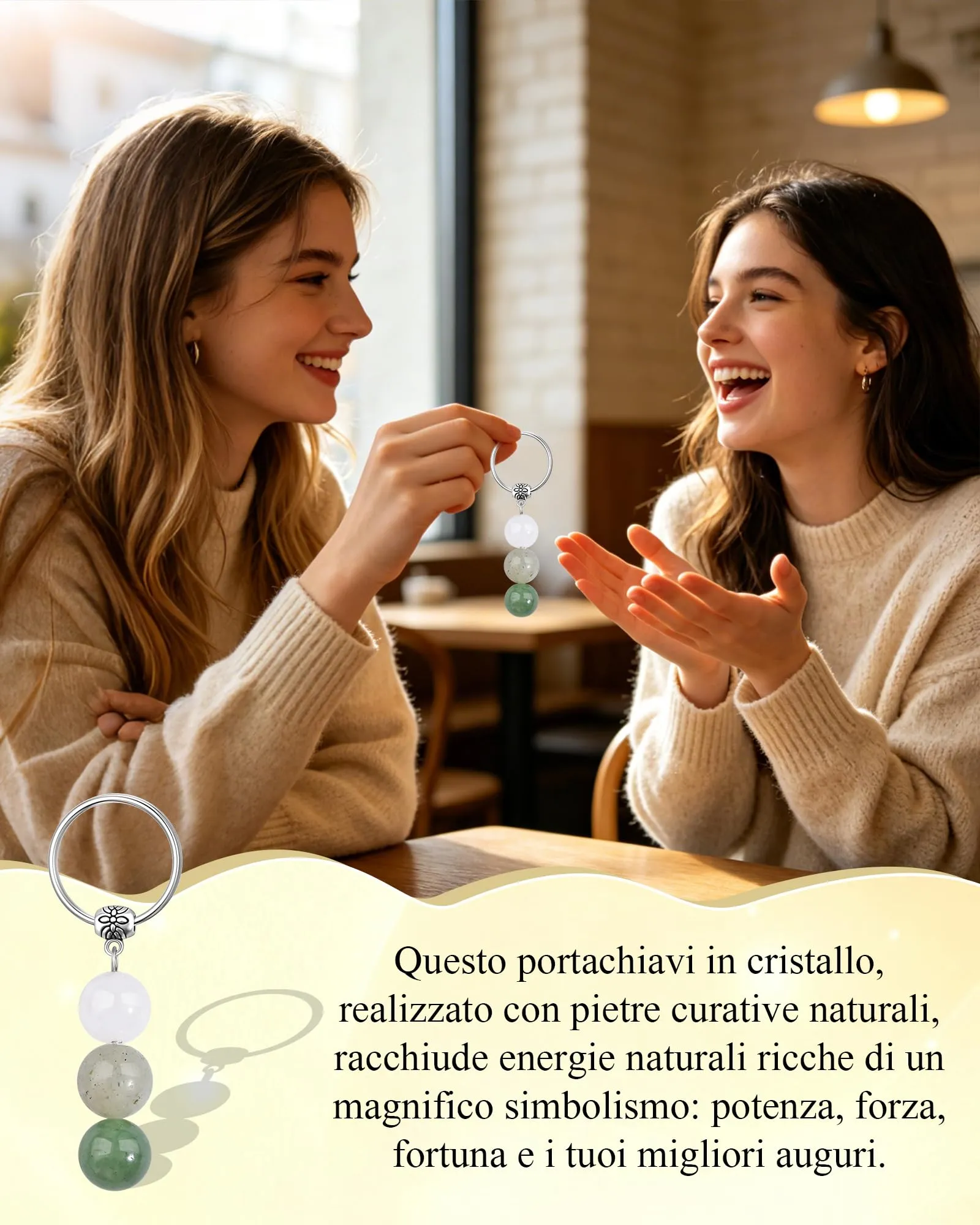 Cheerslife Portachiavi Personalizzato in Cristalli Naturali per Uomo e Donna - immagine 2