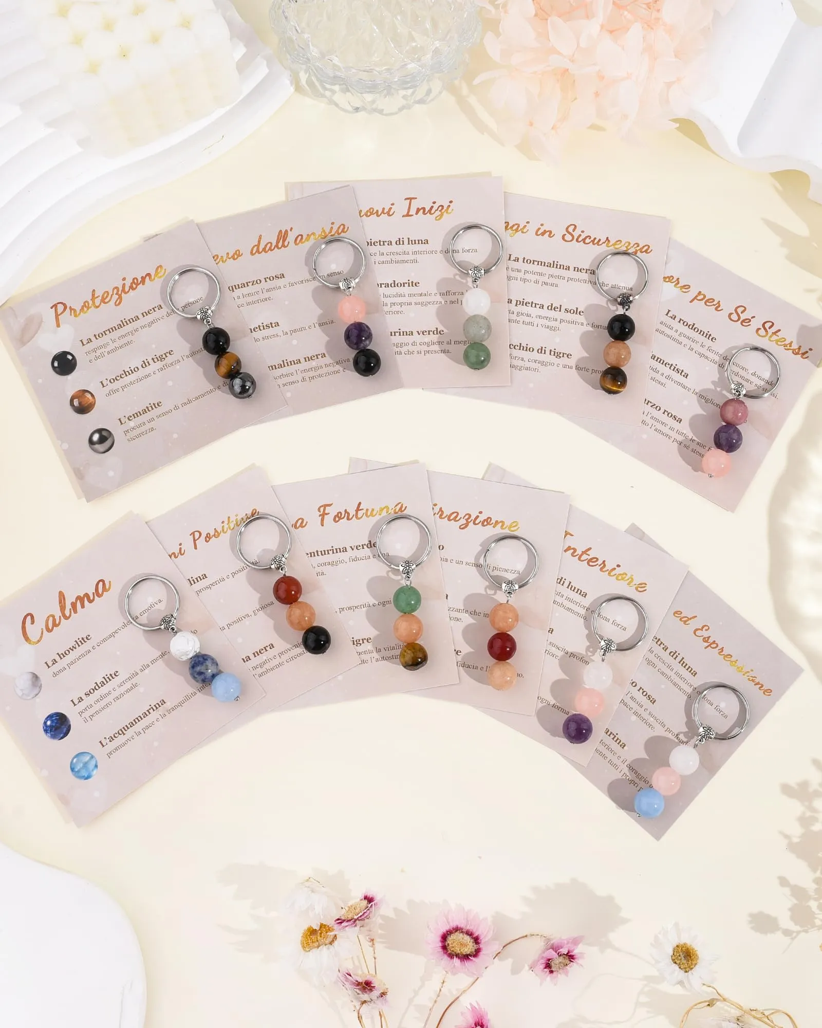 Cheerslife Portachiavi Personalizzato in Cristalli Naturali per Uomo e Donna - immagine 3