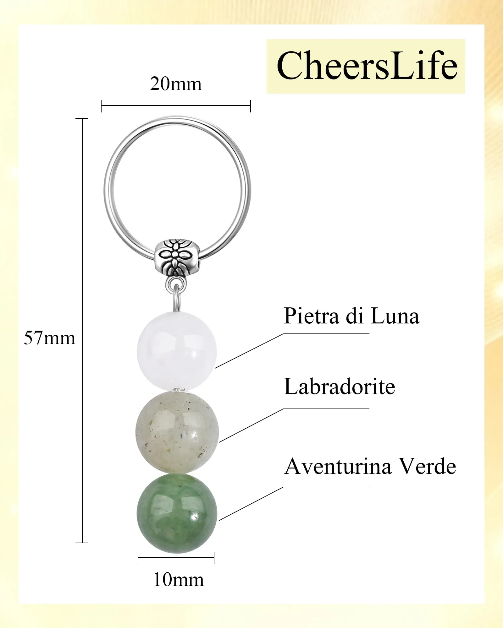 Cheerslife Portachiavi Personalizzato in Cristalli Naturali per Uomo e Donna - immagine 4