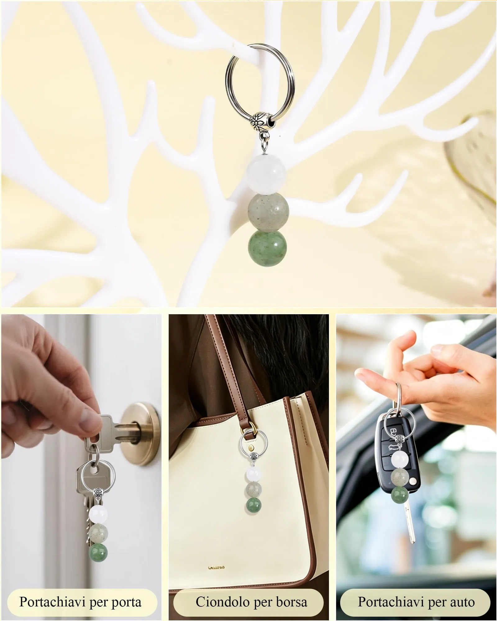 Cheerslife Portachiavi Personalizzato in Cristalli Naturali per Uomo e Donna - immagine 5