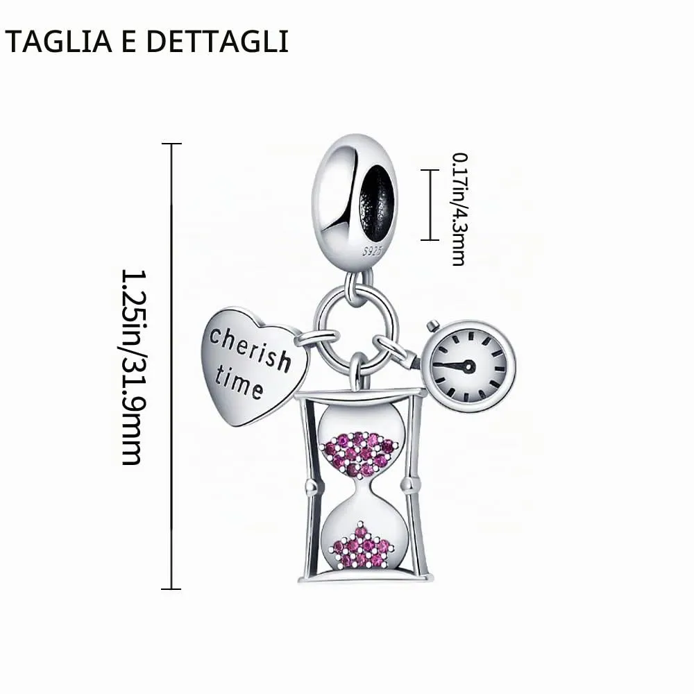 Pandach Bead Charm Ciondolo Argento Sterling 925 con Cubic Zirconia per Braccialetti e Collane Europei - immagine 4