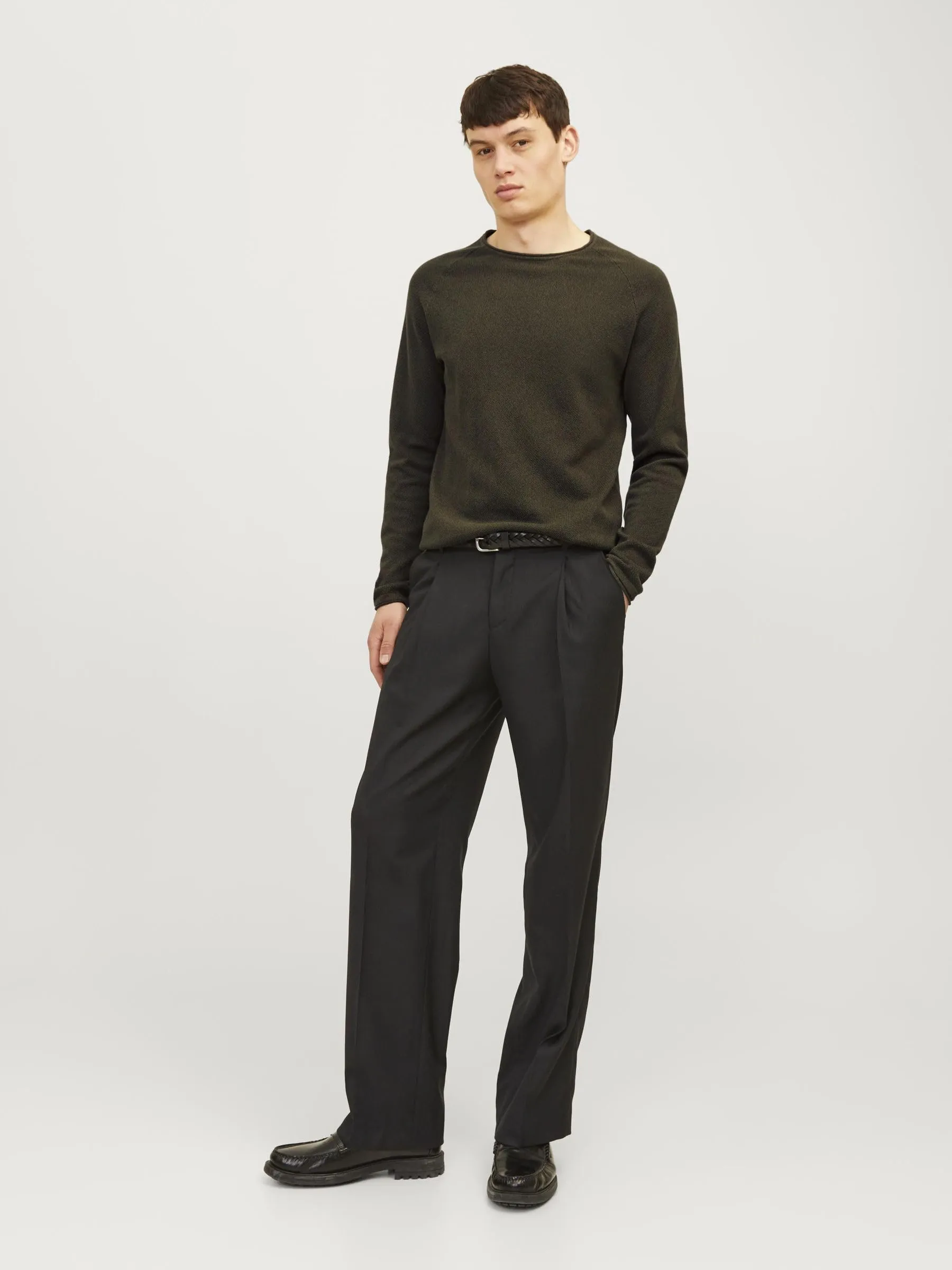 Jack & Jones Jjehill Knit Crew Neck Noos Sweater, Olive Night Melange, L - immagine 5