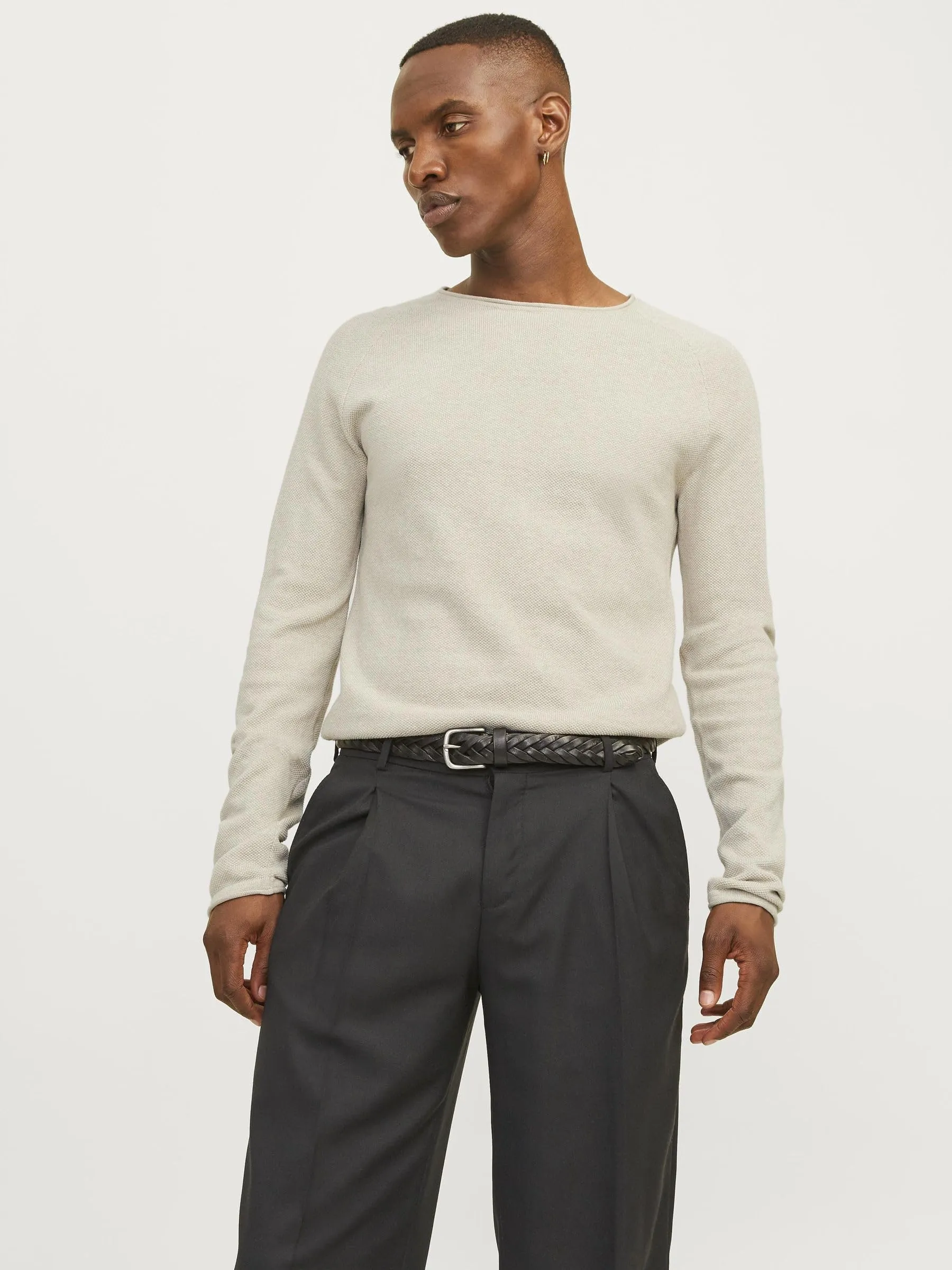 Jack & Jones JJEHILL Knit Crew Neck NOOS Sweater - Oatmeal Melange, M - immagine 2