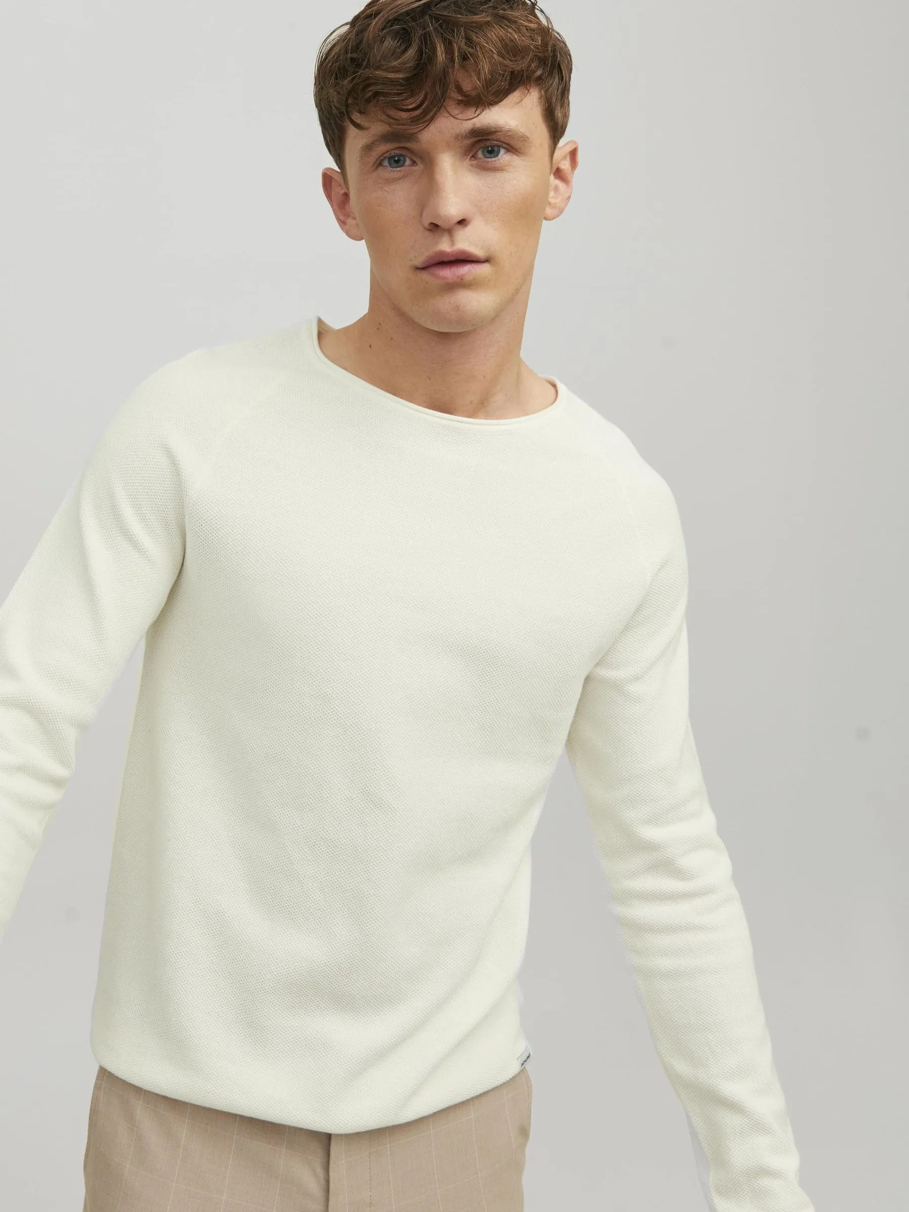 Jack & Jones JJEHILL Knit Crew Neck NOOS Sweater, Cloud Dancer, L - immagine 7