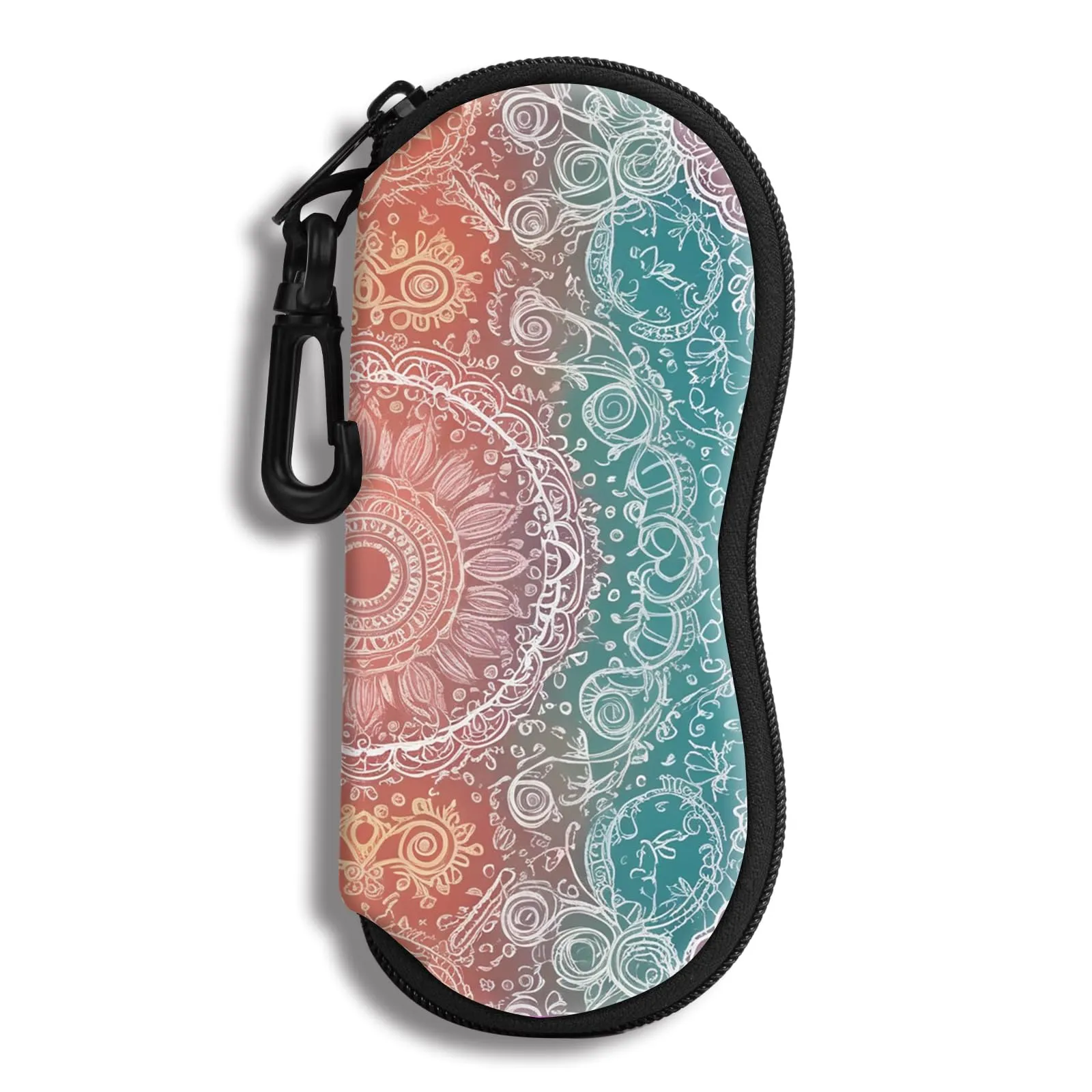 Hion Custodia morbida per occhiali da sole in neoprene con cerniera e clip da cintura, Mandala Diamante - immagine 1