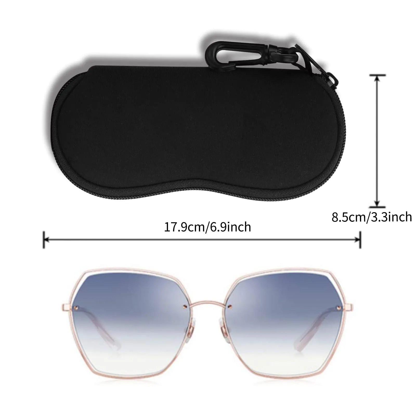 Hion Custodie per occhiali in neoprene con cerniera e clip da cintura, confezione da 2 - immagine 2