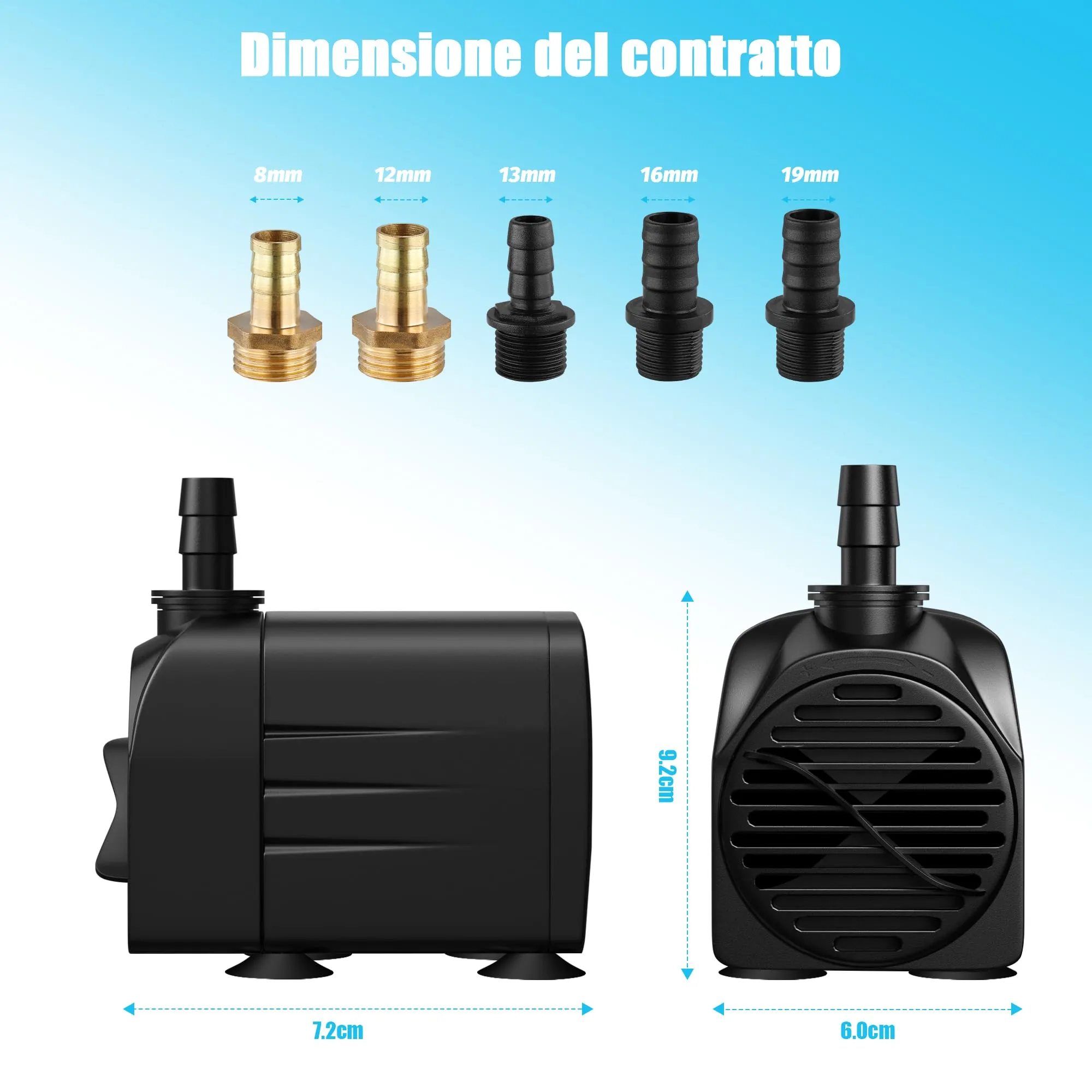 Lnicez Pompa ad Acqua Sommergibile 25W 2000 L/H per Acquario, Stagno e Fontana da Giardino con 5 Ugelli - immagine 6