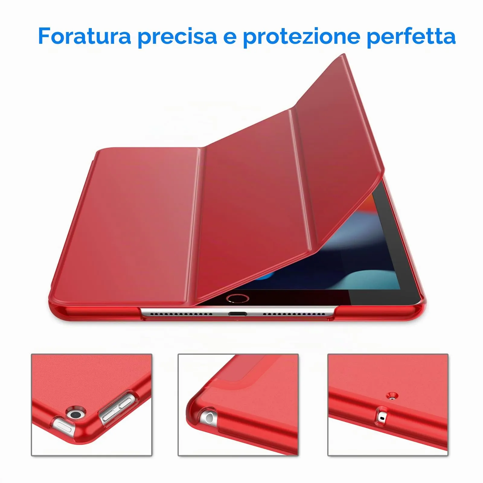 JETech Custodia per iPad 9ª/8ª/7ª Gen 10,2", Rosso - immagine 3
