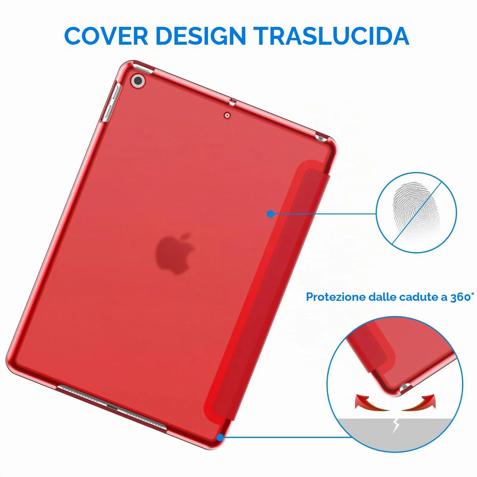 JETech Custodia per iPad 9ª/8ª/7ª Gen 10,2", Rosso - immagine 4