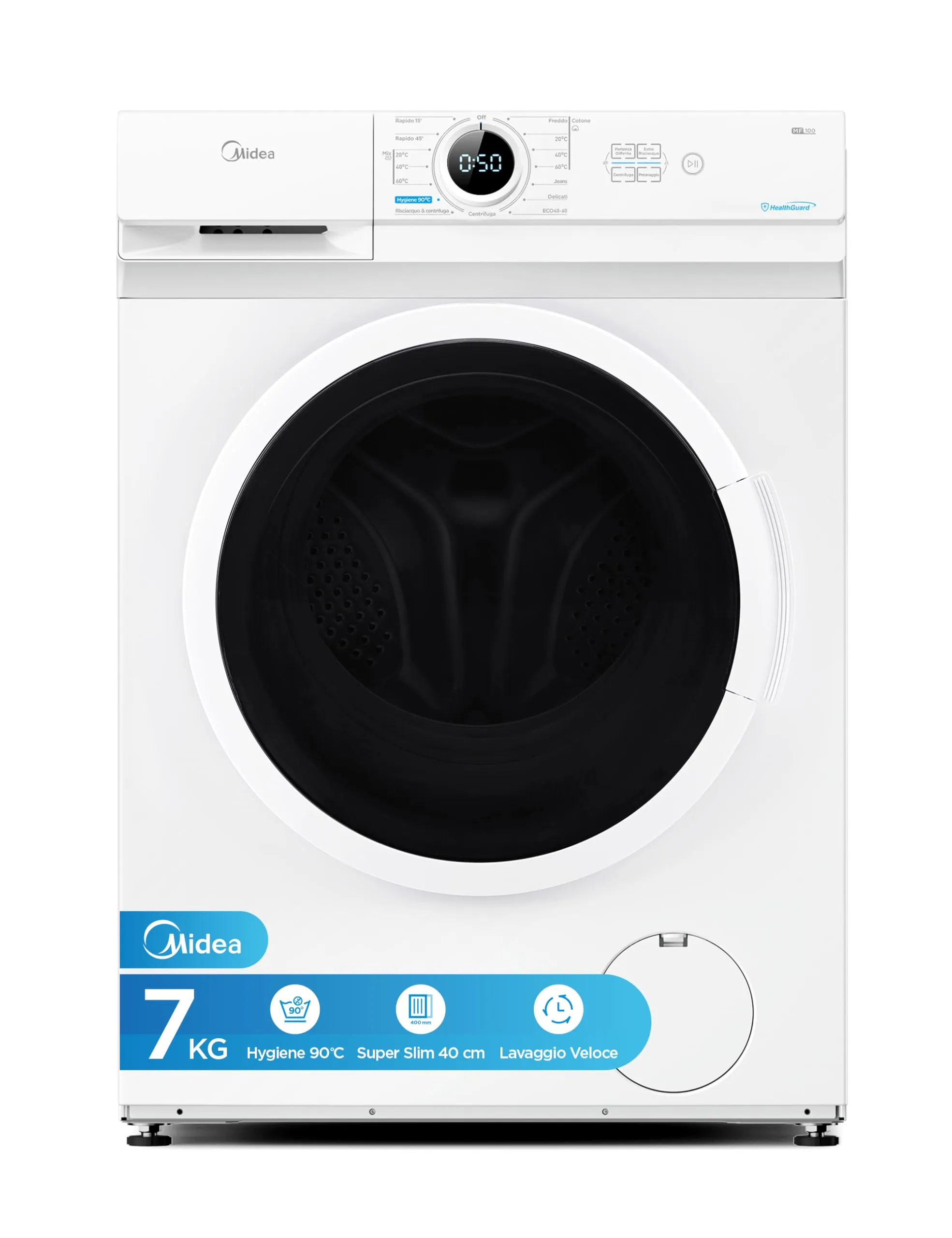 Midea Lavatrice Slim 7 kg 1200 Giri 40 cm MFL70-U1201/C33E-EU(ND) - immagine 1