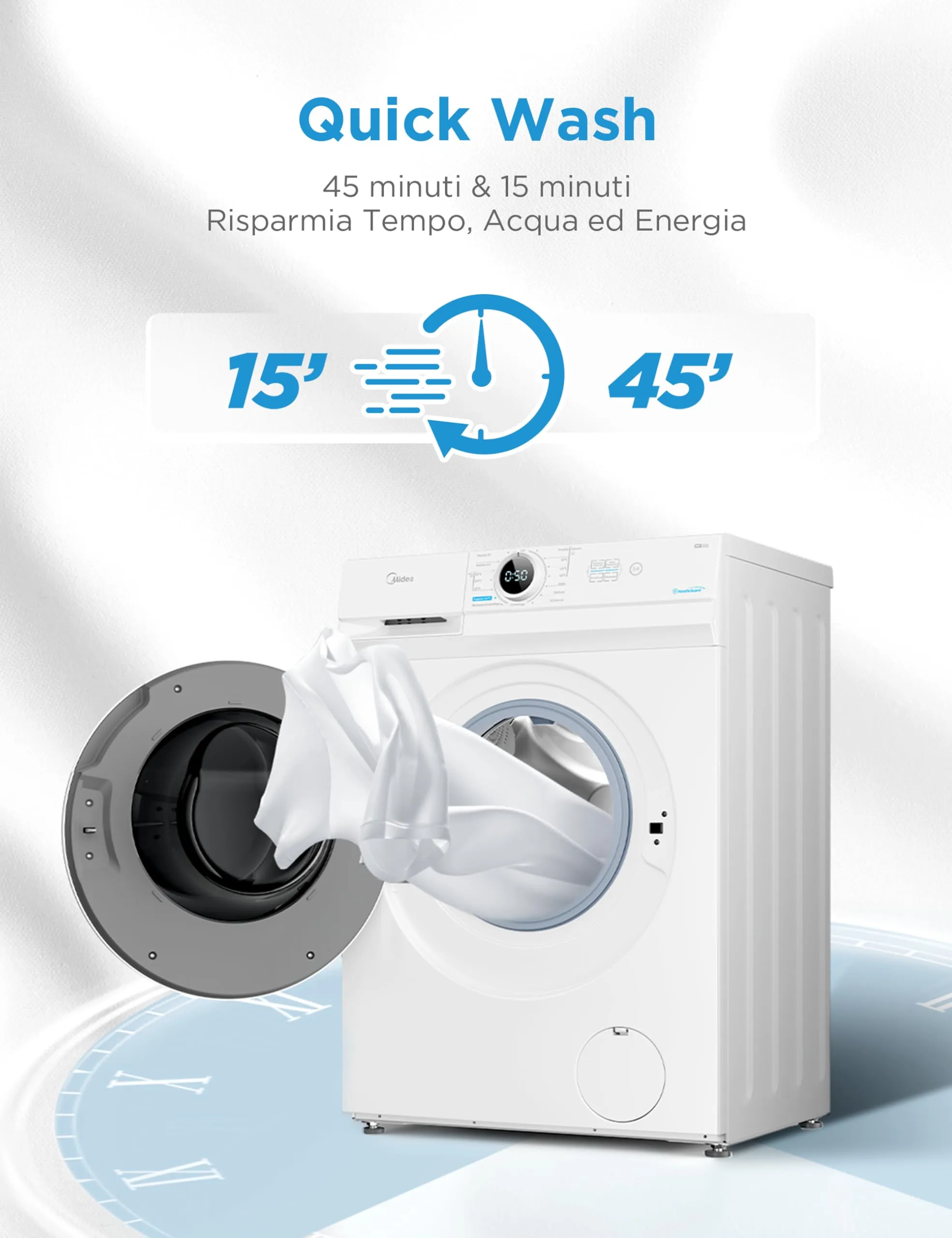 Midea Lavatrice Slim 7 kg 1200 Giri 40 cm MFL70-U1201/C33E-EU(ND) - immagine 4