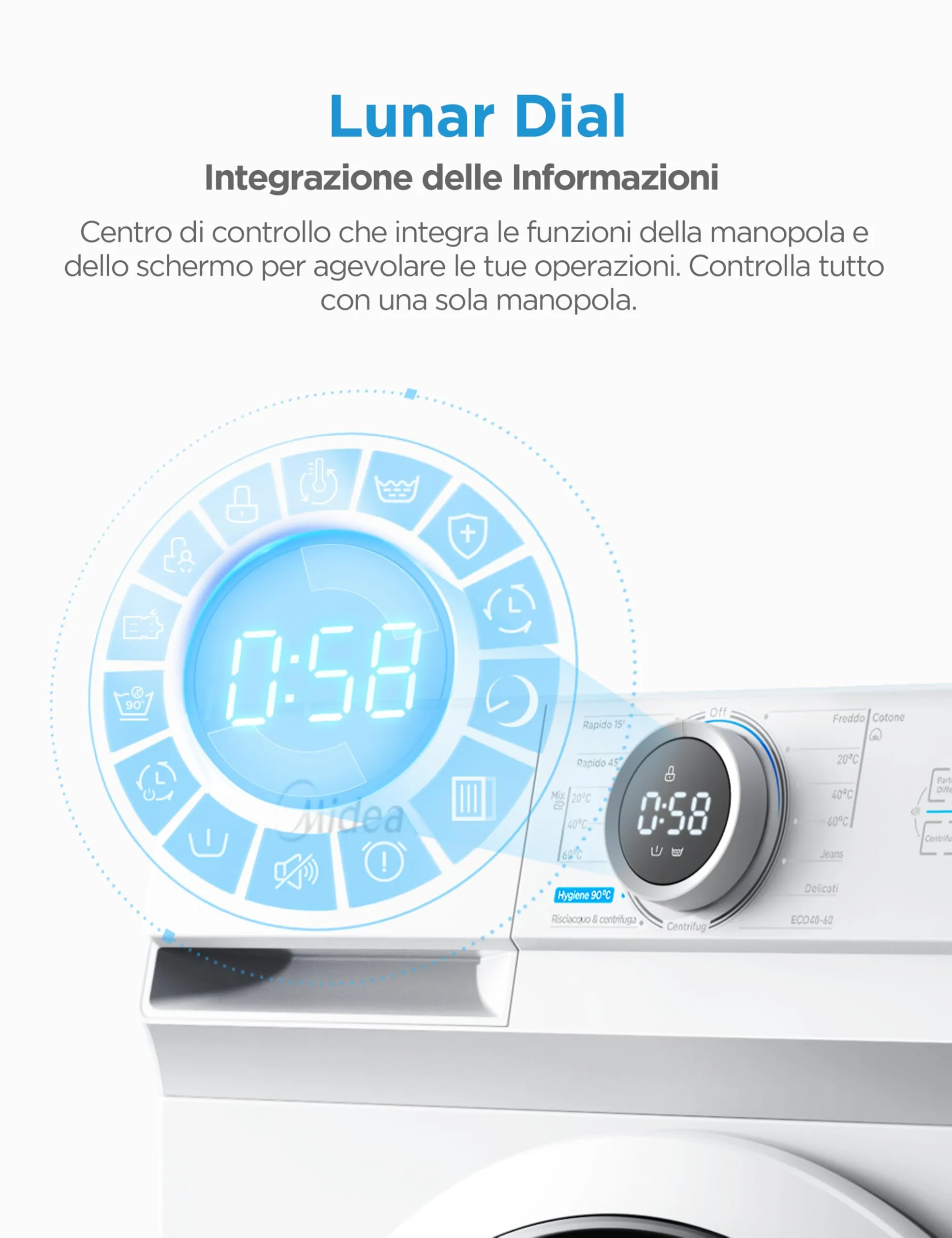 Midea Lavatrice Slim 7 kg 1200 Giri 40 cm MFL70-U1201/C33E-EU(ND) - immagine 8