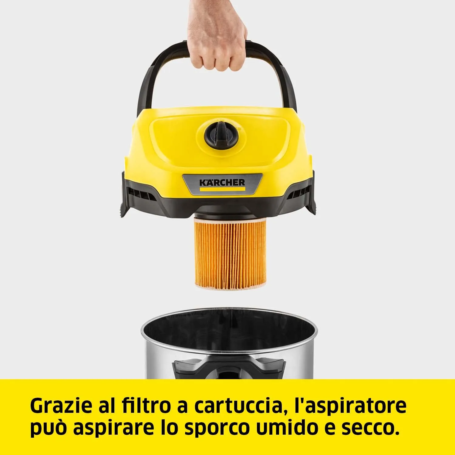 Kärcher WD 3 S V-17/4/20 Aspiratore Solidi e Liquidi, 1000W, Contenitore Acciaio Inox 17l, Funzione Soffiante - immagine 2