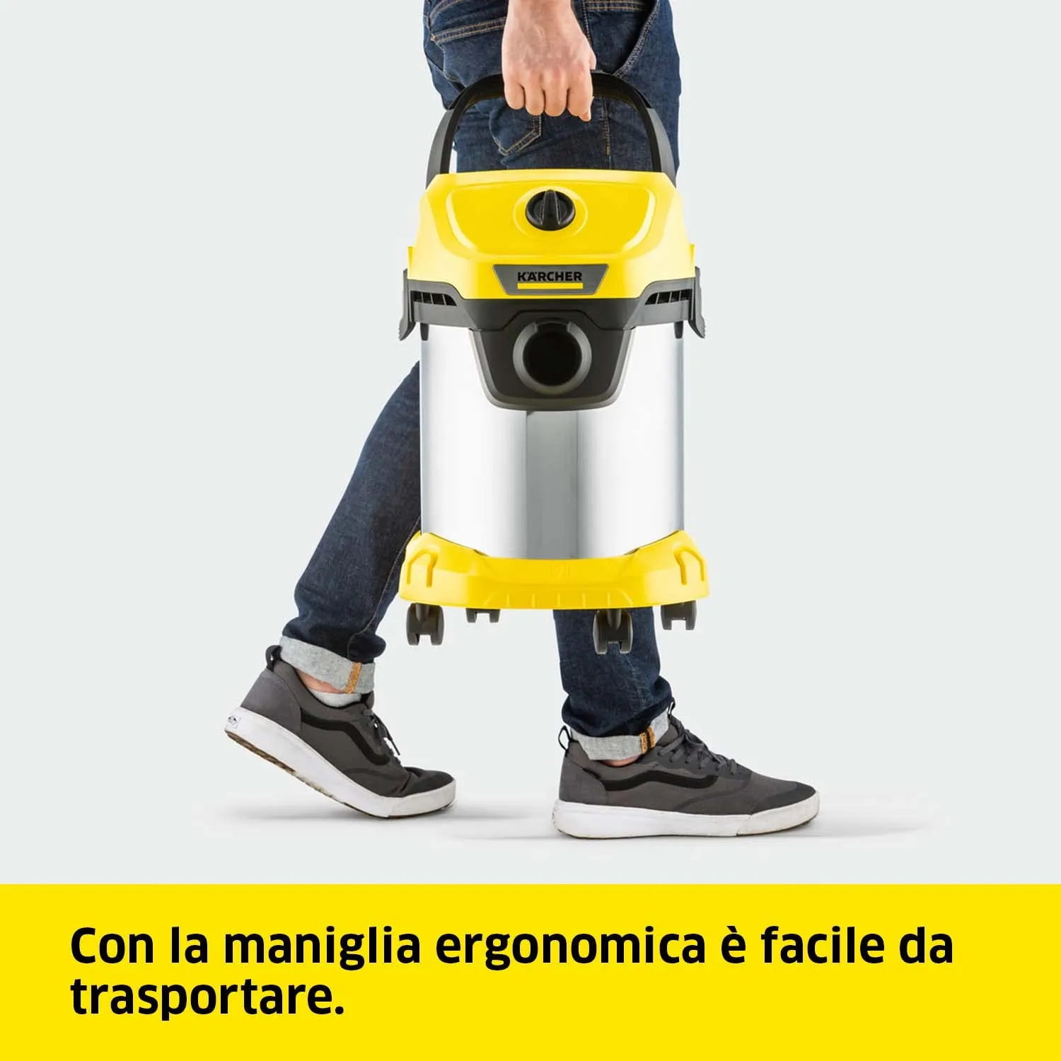 Kärcher WD 3 S V-17/4/20 Aspiratore Solidi e Liquidi, 1000W, Contenitore Acciaio Inox 17l, Funzione Soffiante - immagine 3