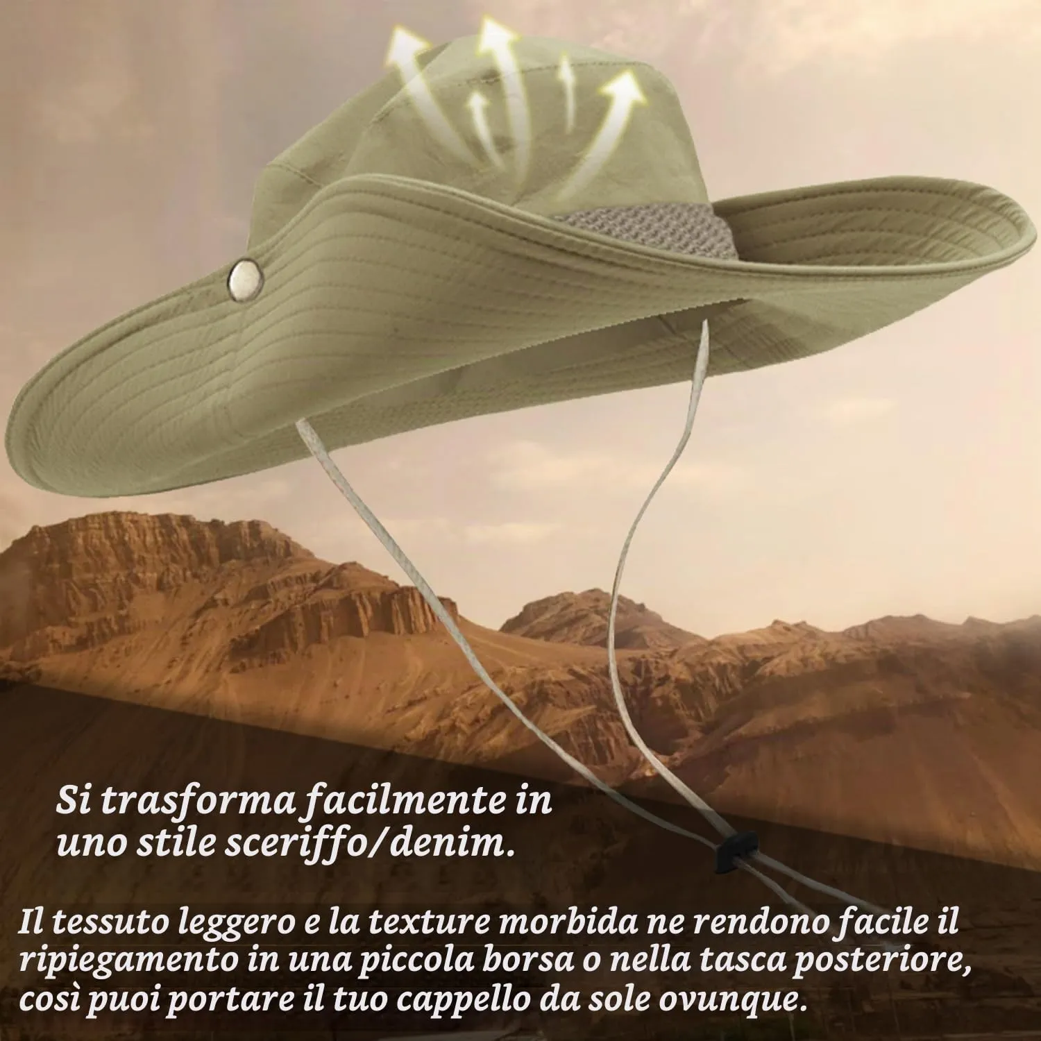 Favuit Cappello Boonie Pieghevole a Tesa Larga per Uomo e Donna - immagine 3